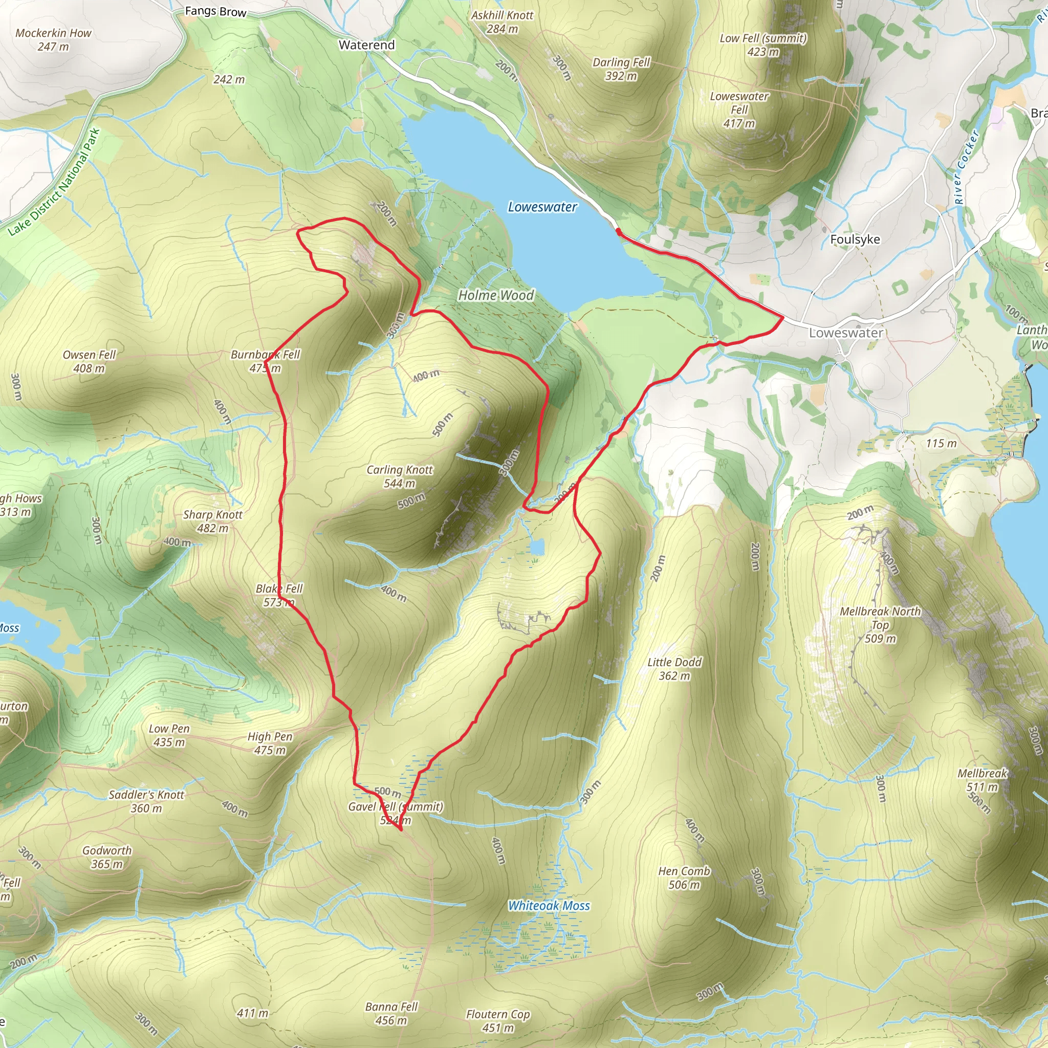 Gavel Fell, Blake Fell and Burnbank Fell Loop via Loweswater mobile static map