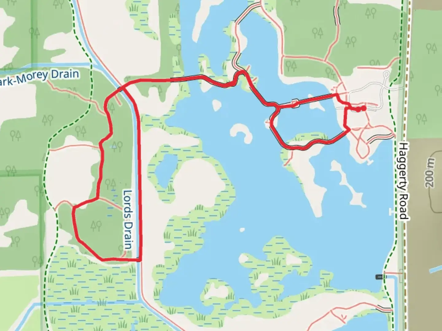 An image depicting the trail Bald Eagle, Woodpecker and Bluegill Loop Trail and its surrounding area.