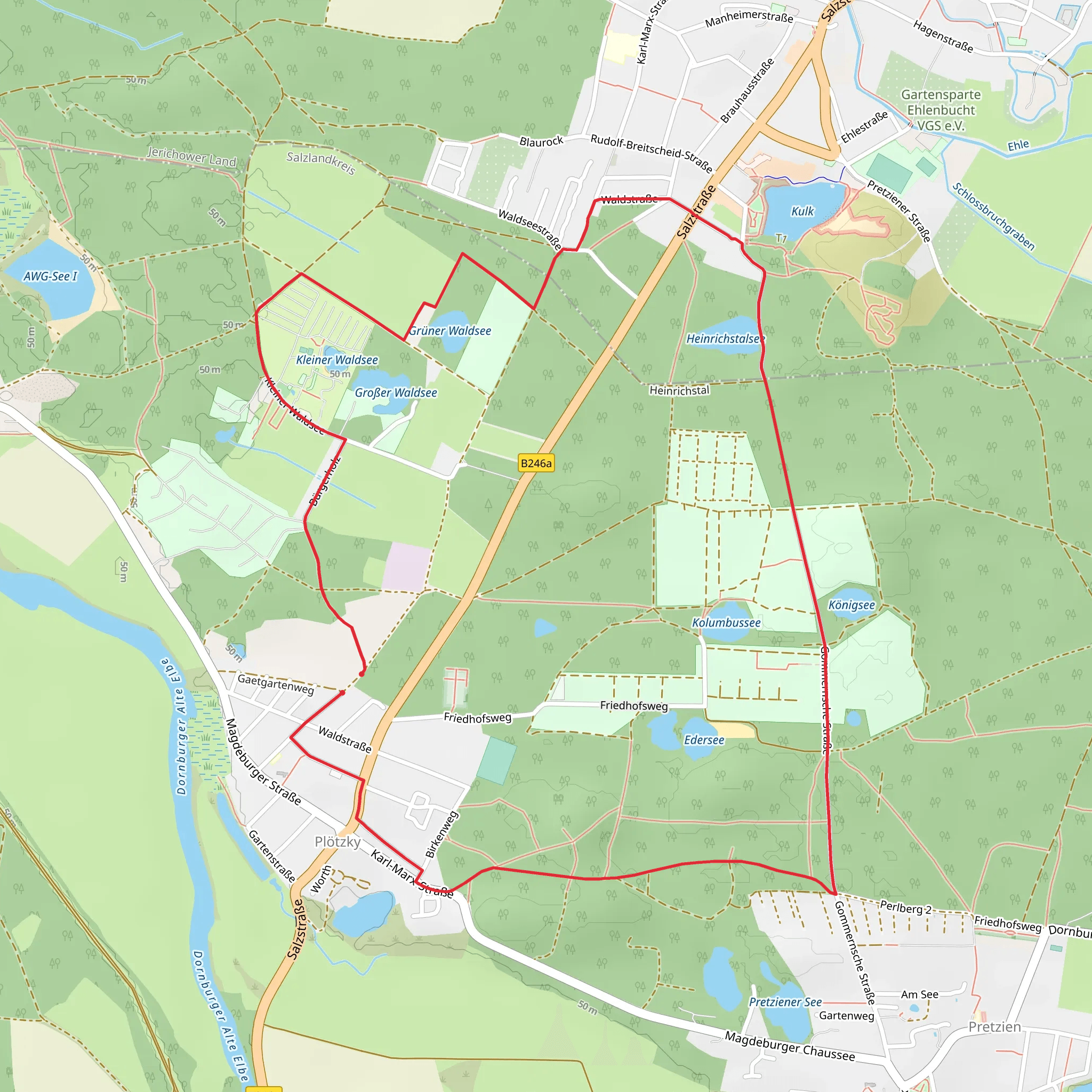 Plötzky Loop via Kleiner Waldsee mobile static map