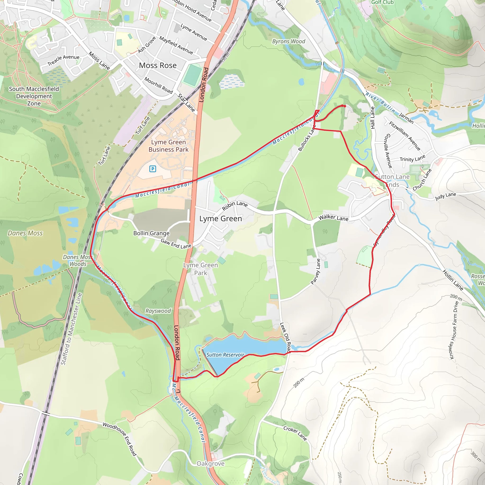 Sutton Reservoir and Macclesfield Canal mobile static map