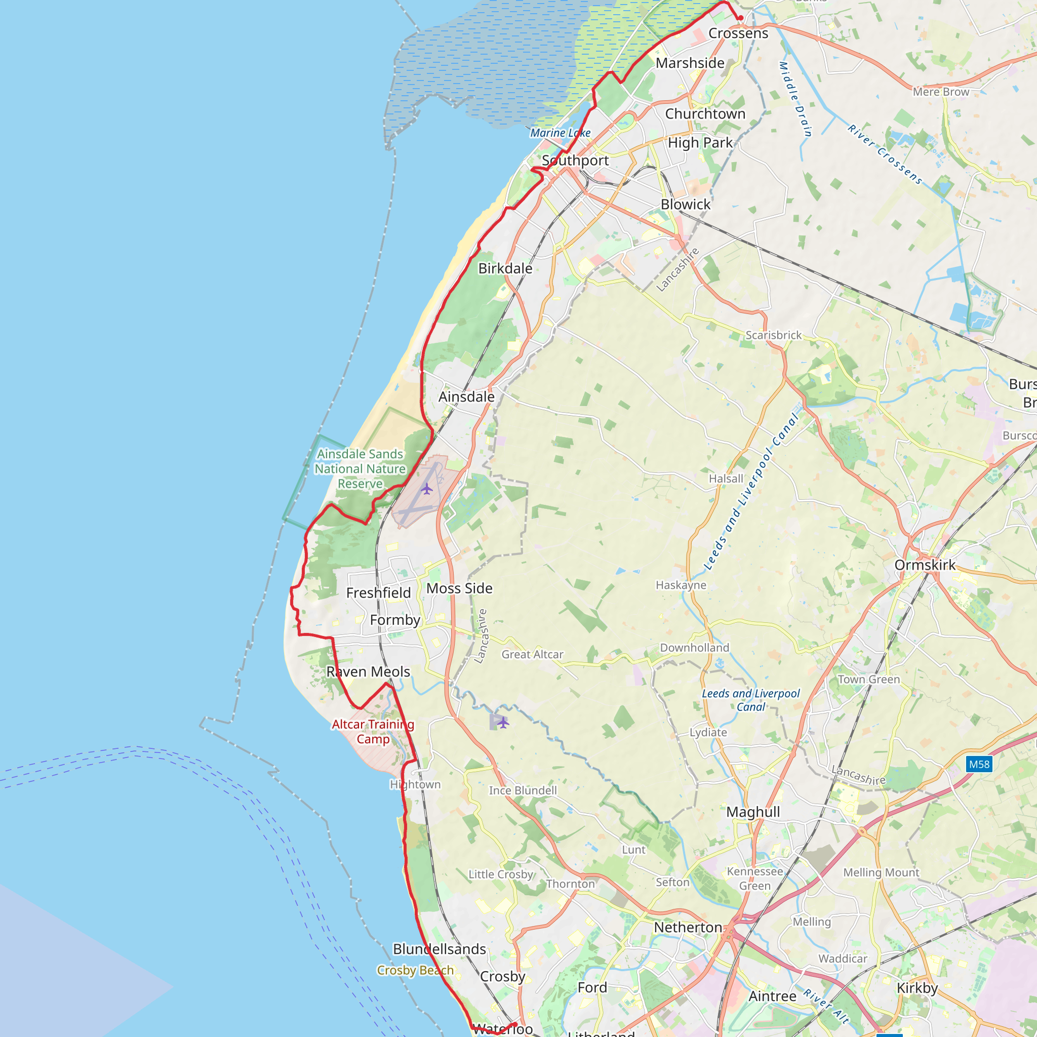 Sefton Coastal Footpath mobile static map