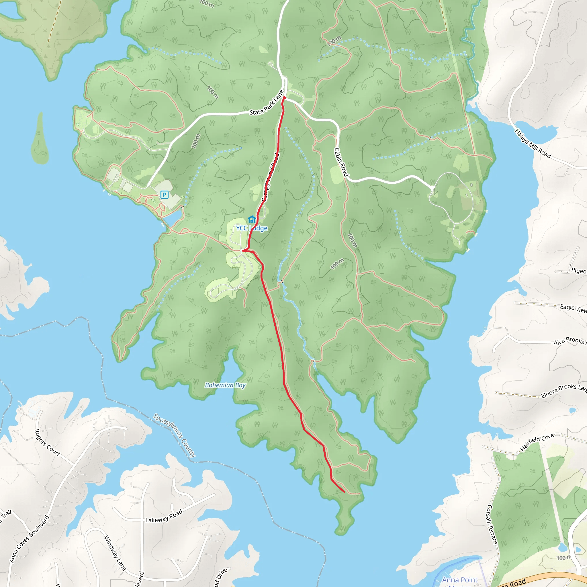 State Park Lane South Trail mobile static map