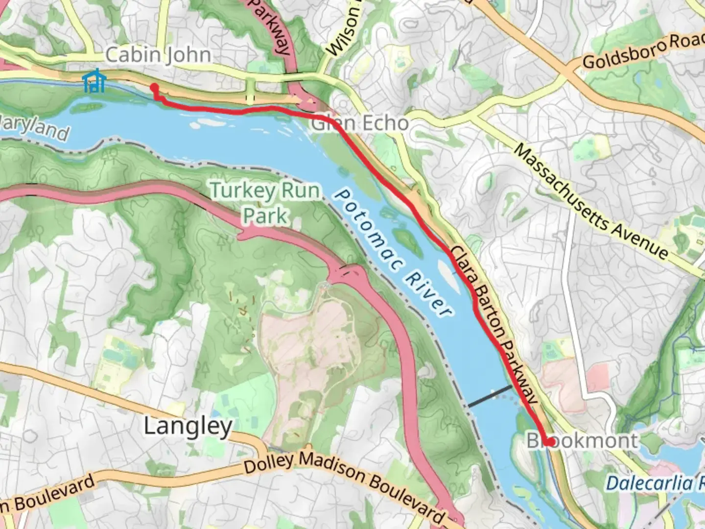 An image depicting the trail Chesapeake and Ohio Canal Trail - Cabin John and its surrounding area.