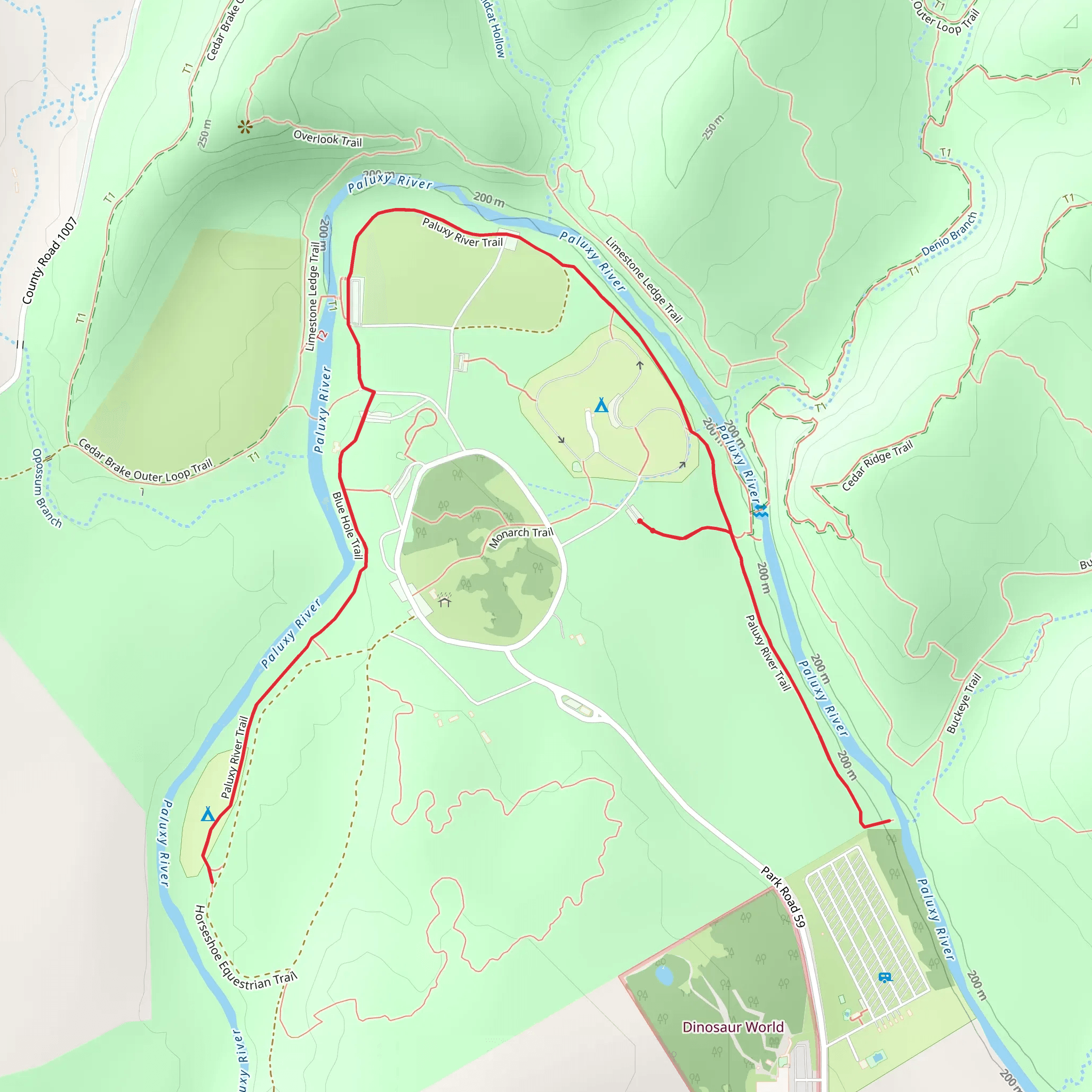 Paluxy River and Blue Hole Trail mobile static map