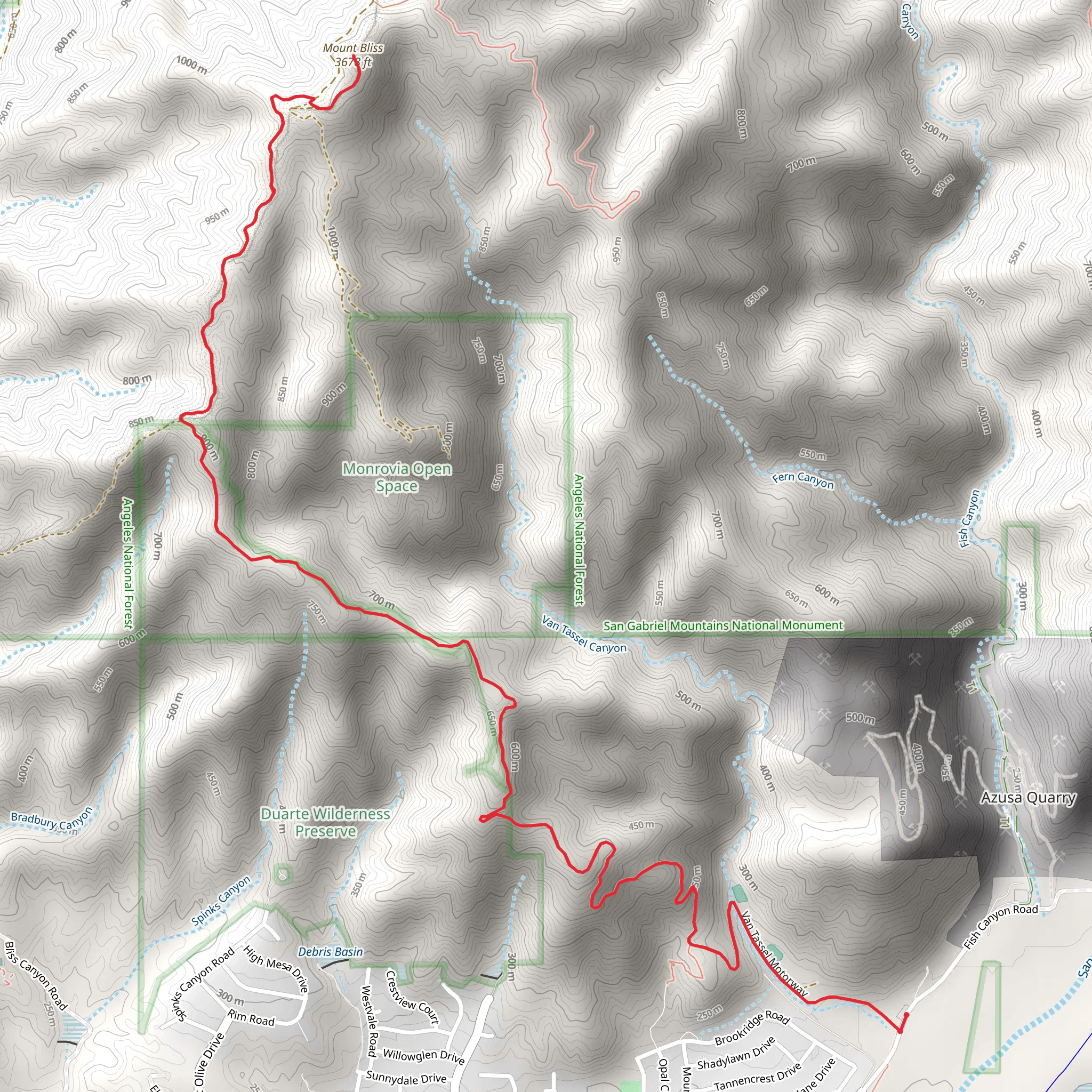 Mount Bliss via Van Tassel Way mobile static map
