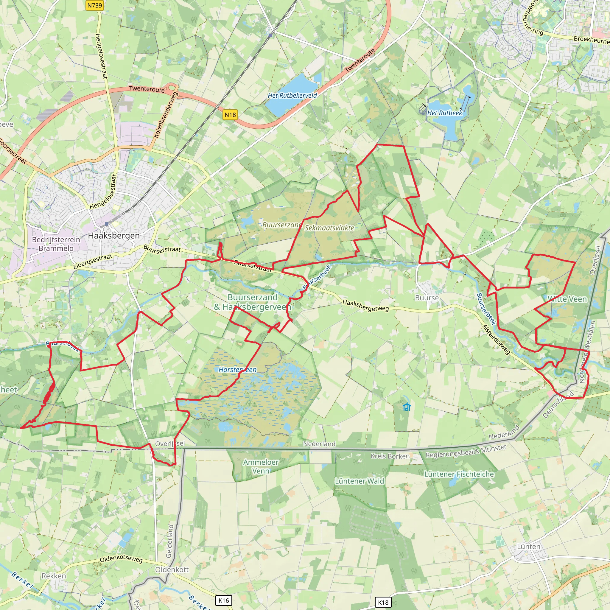 Buurserzand, Witte Veen and Haaksbergerveen via Aamweg and Turfweg mobile static map