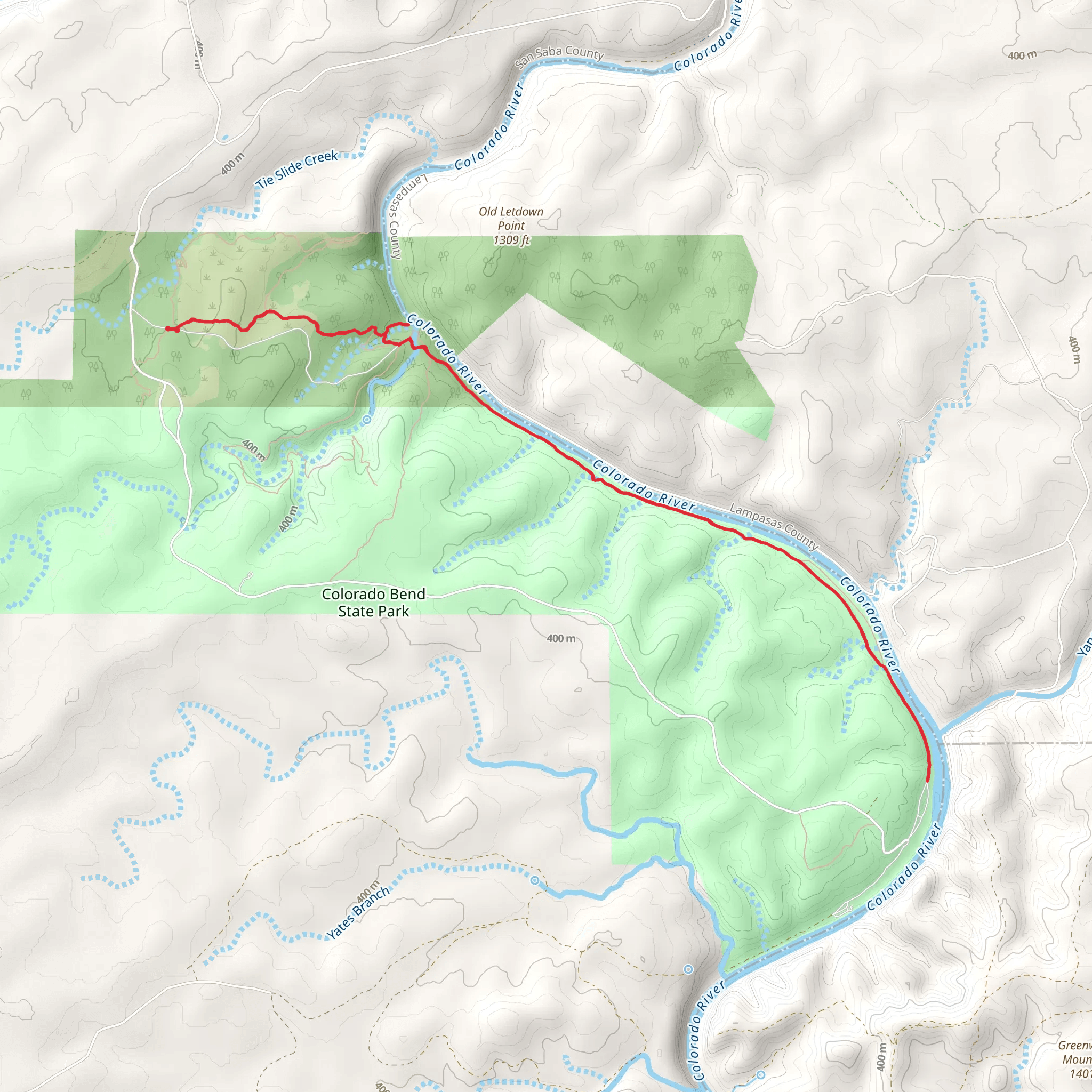 Gorman Falls and Colorado River mobile static map