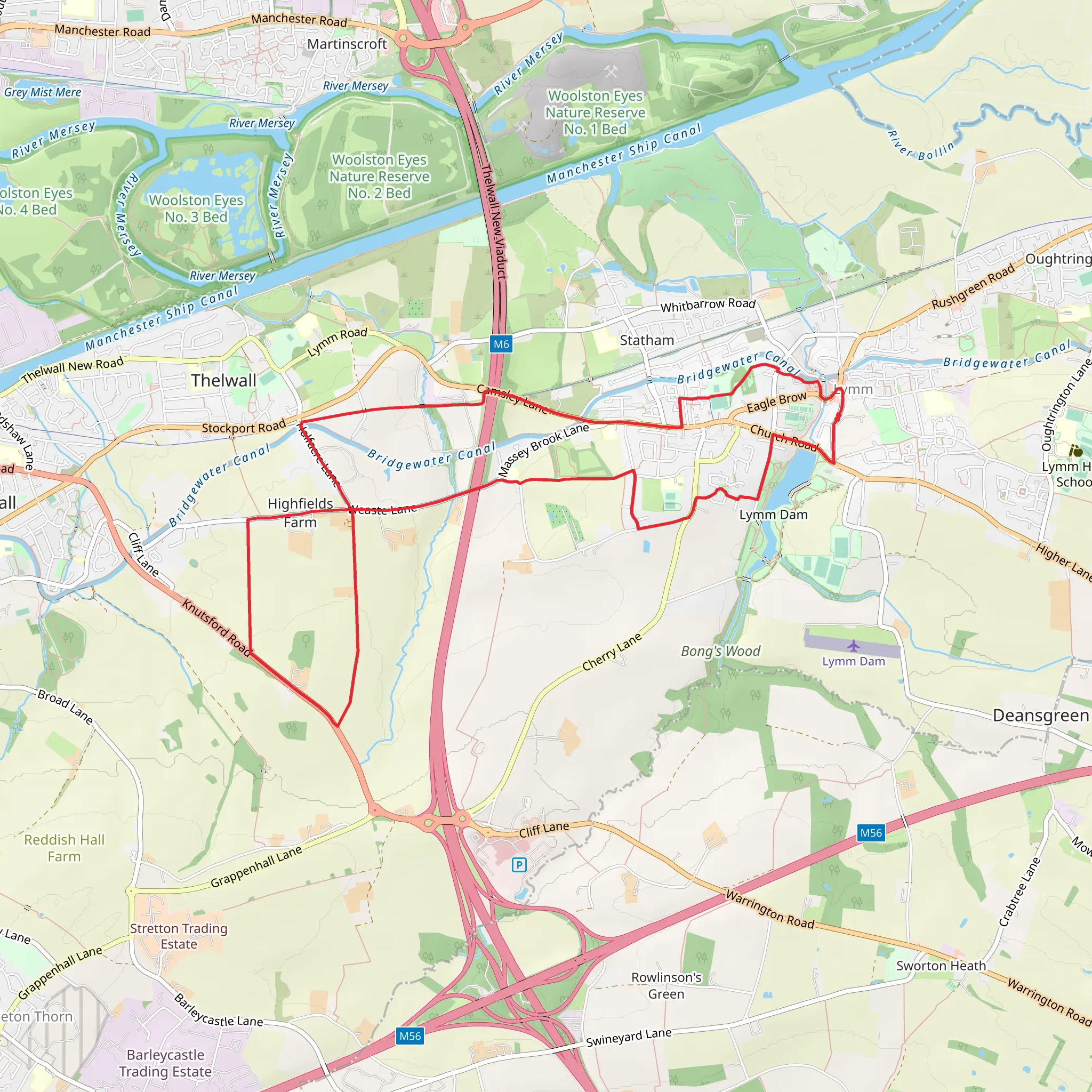 Lymm Circular Walk - West mobile static map