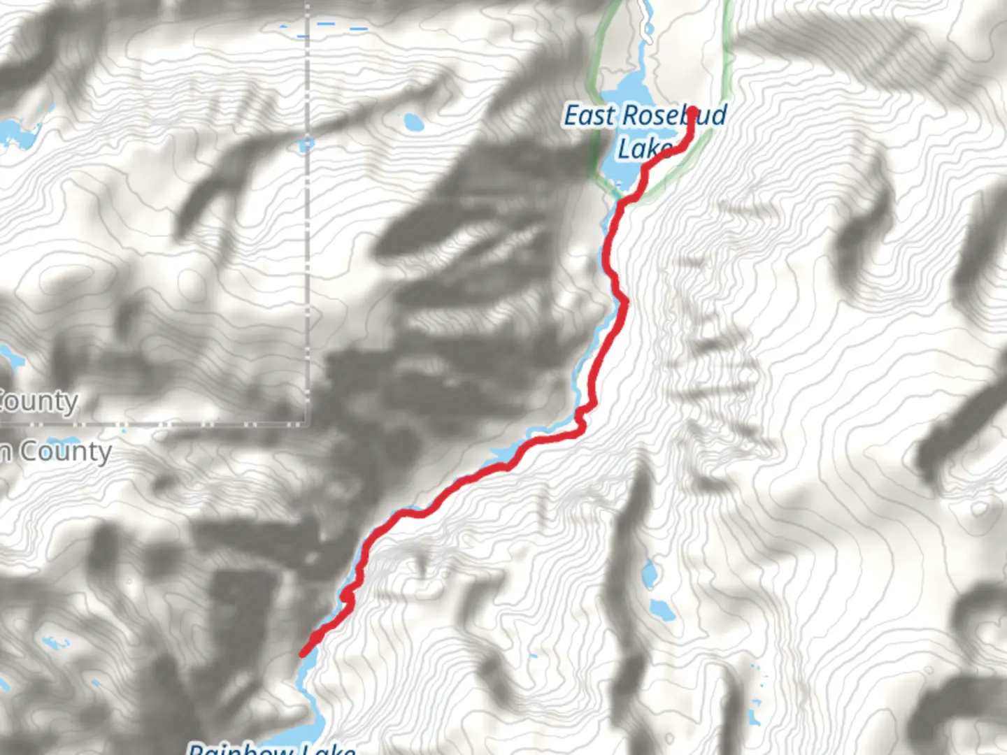 An image depicting the trail Elk Lake and Rimrock Lake via East Rosebud Trail and its surrounding area.