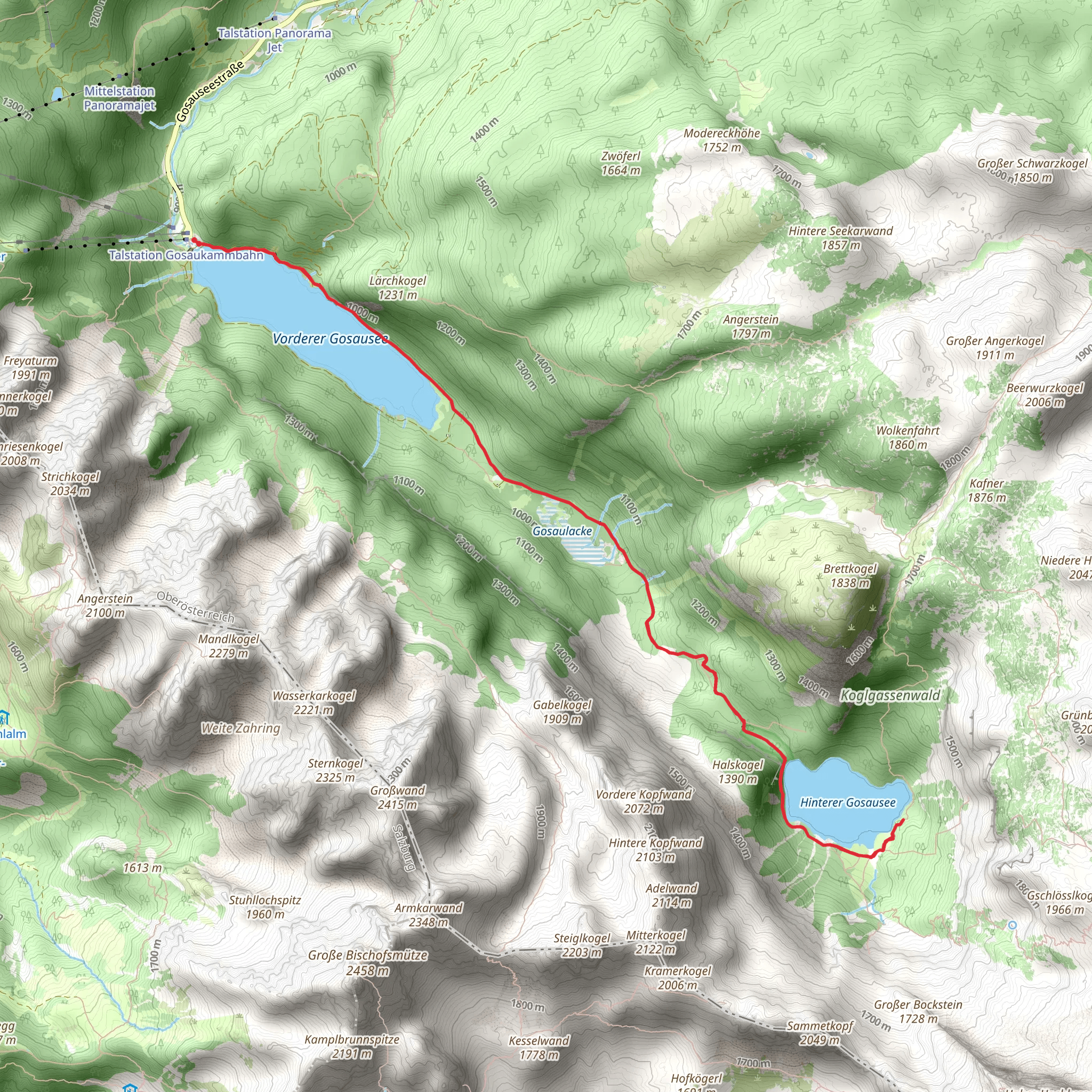 Upper Lake Gosau via Lake Gosau mobile static map