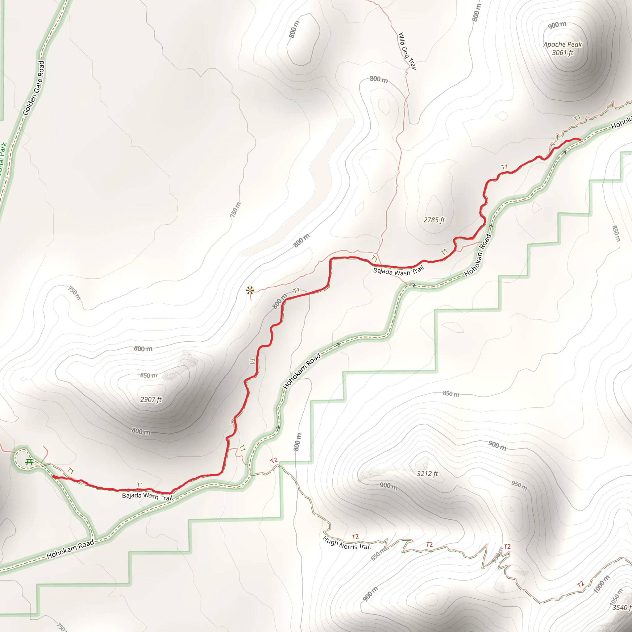Bajada Wash Trail mobile static map