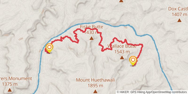 Royal Arch Route and Tonto Loop via South Bass Trail stage 3 Map
