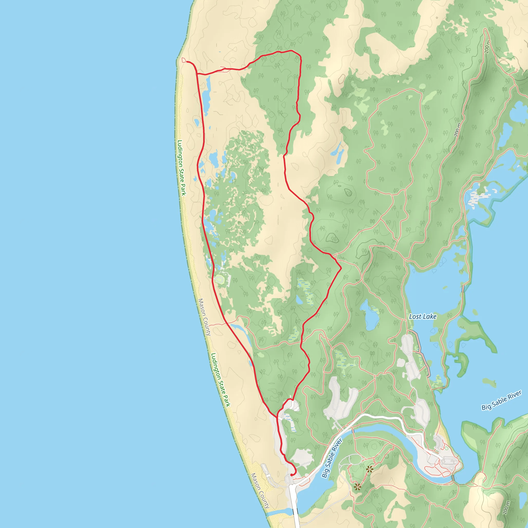 Big Sable Point and Lighthouse Loop Trail mobile static map