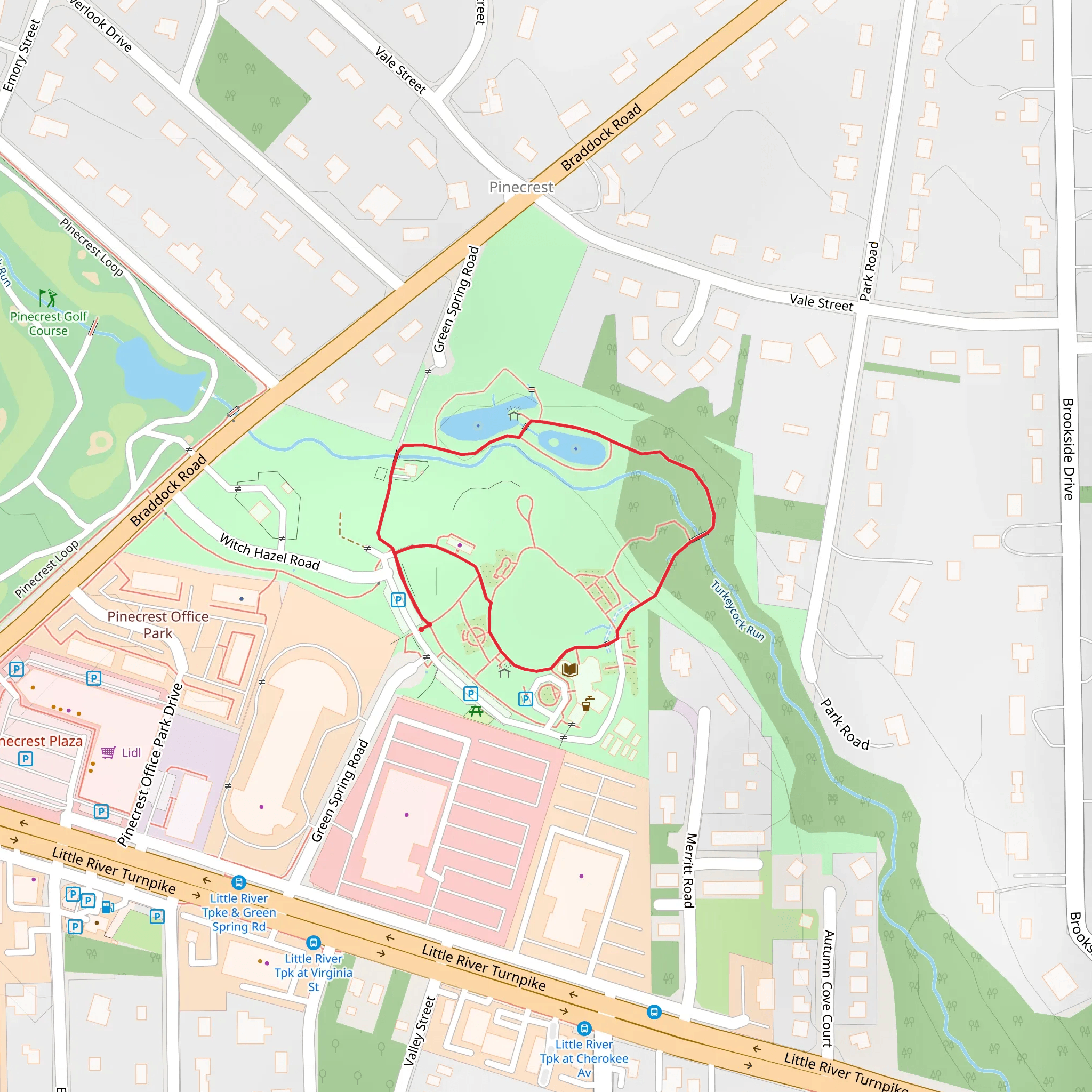 Green Springs Gardens Park and Turkeycock Run Loop mobile static map