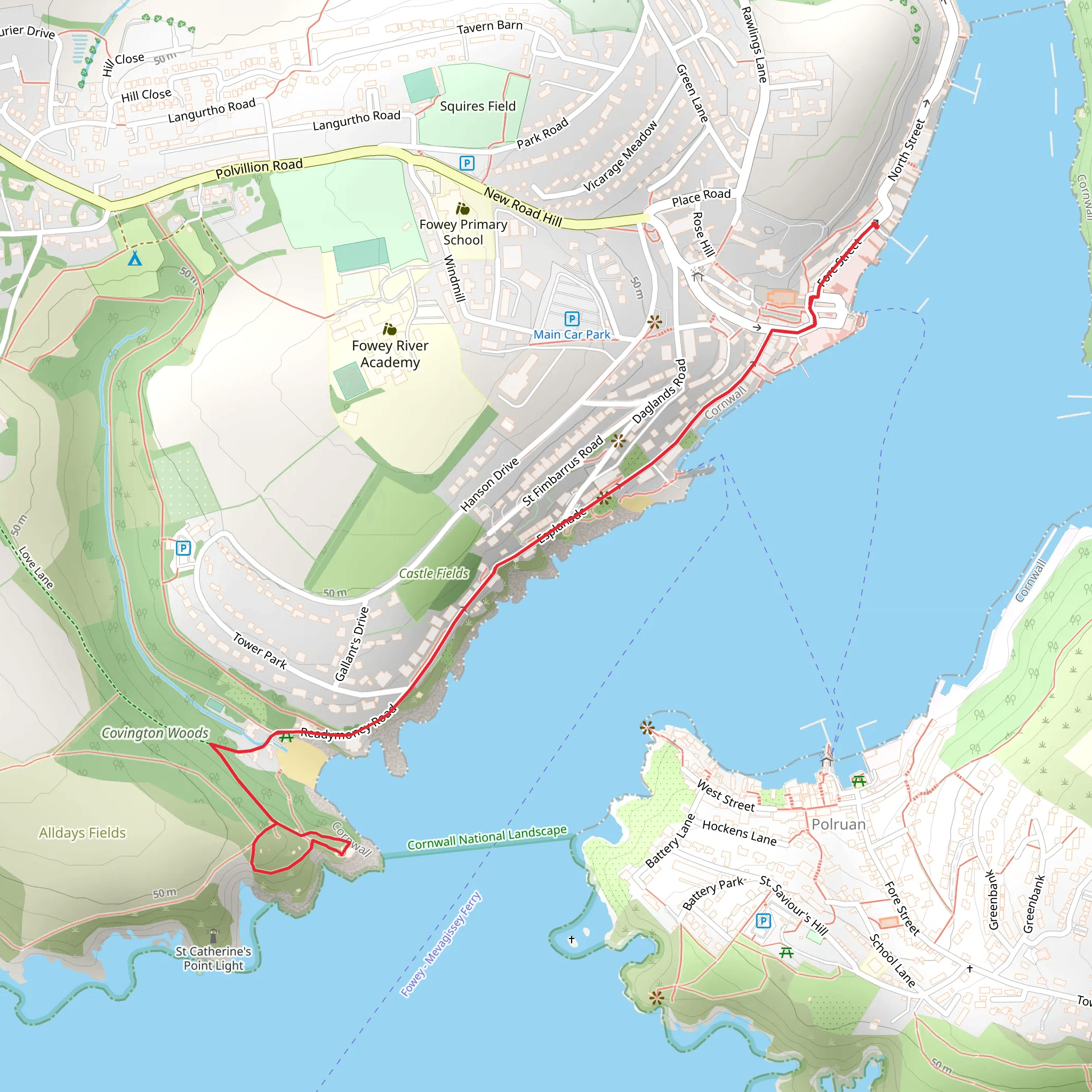 St Catherine's Castle Walk from Fowey mobile static map