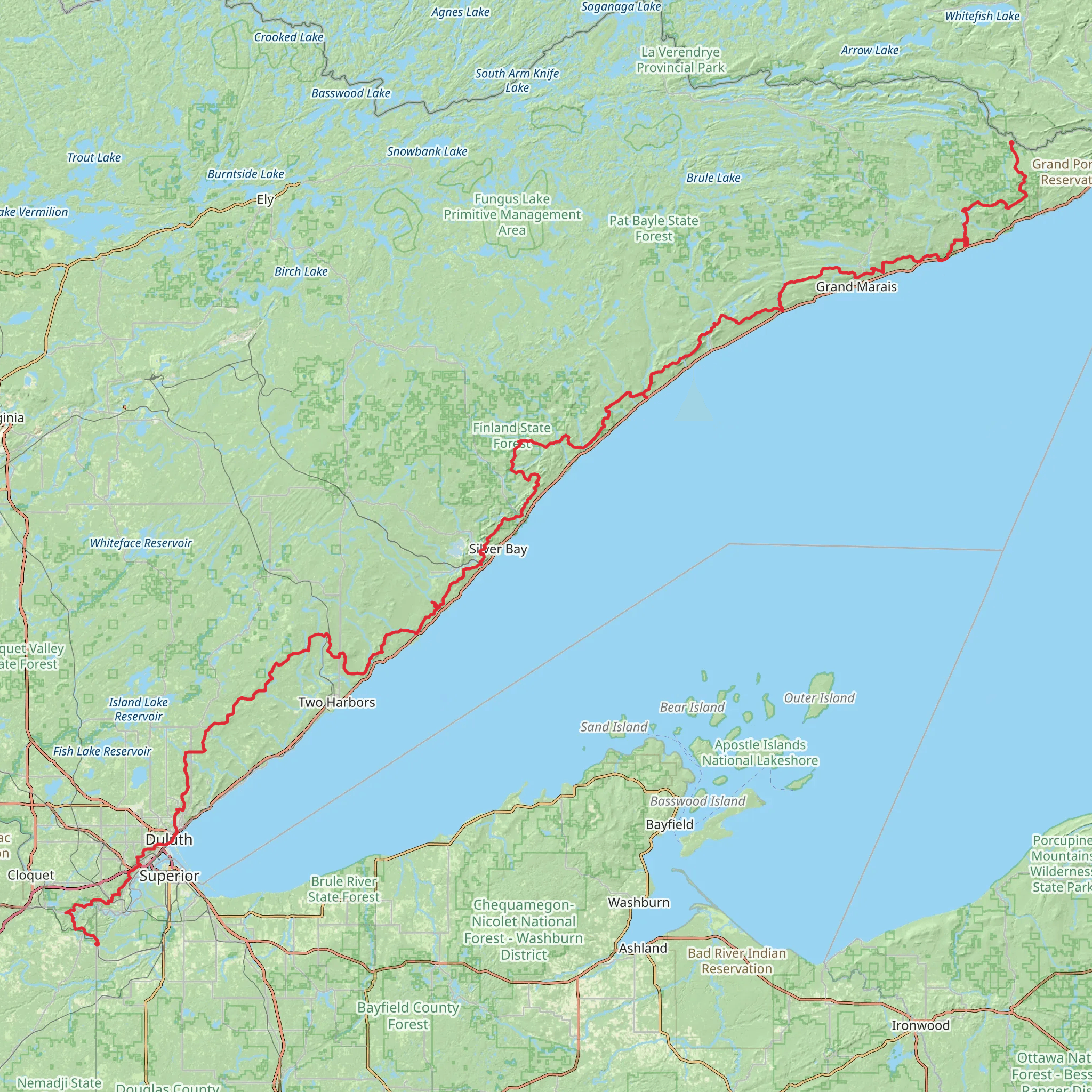 Superior Hiking Trail mobile static map