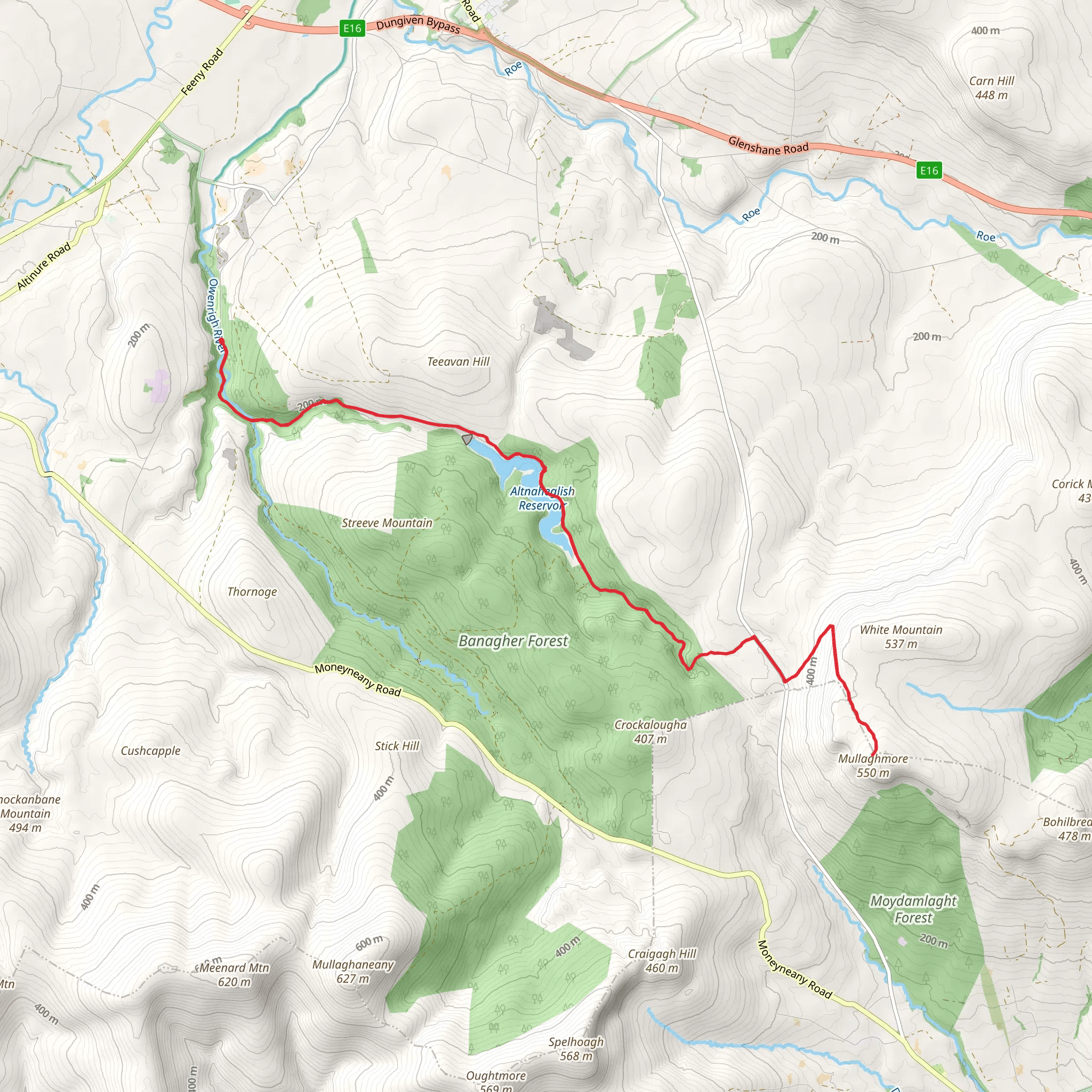 Banagher Glen to Mullaghmore mobile static map