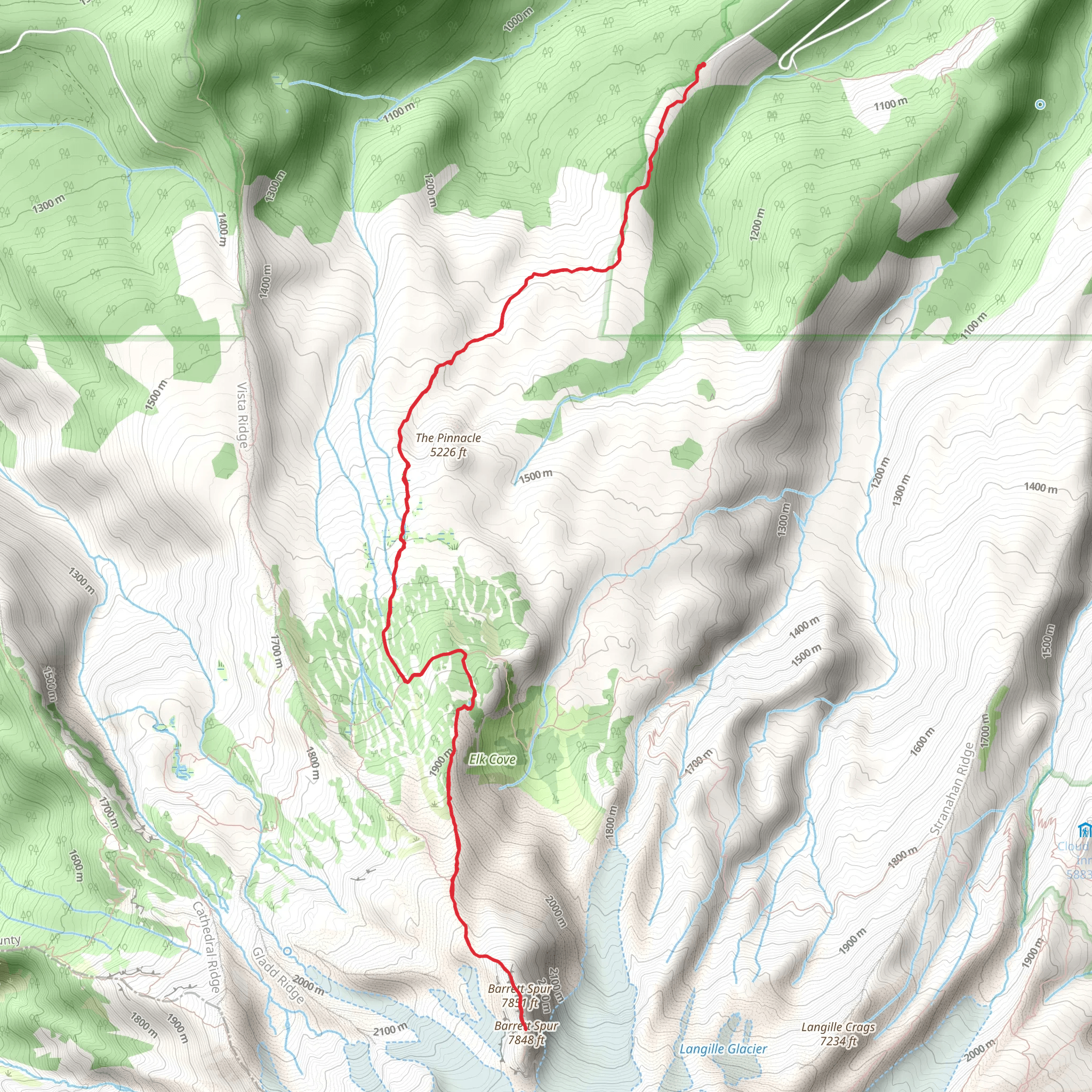 The Pinnacle and Barrett Spur Trail mobile static map
