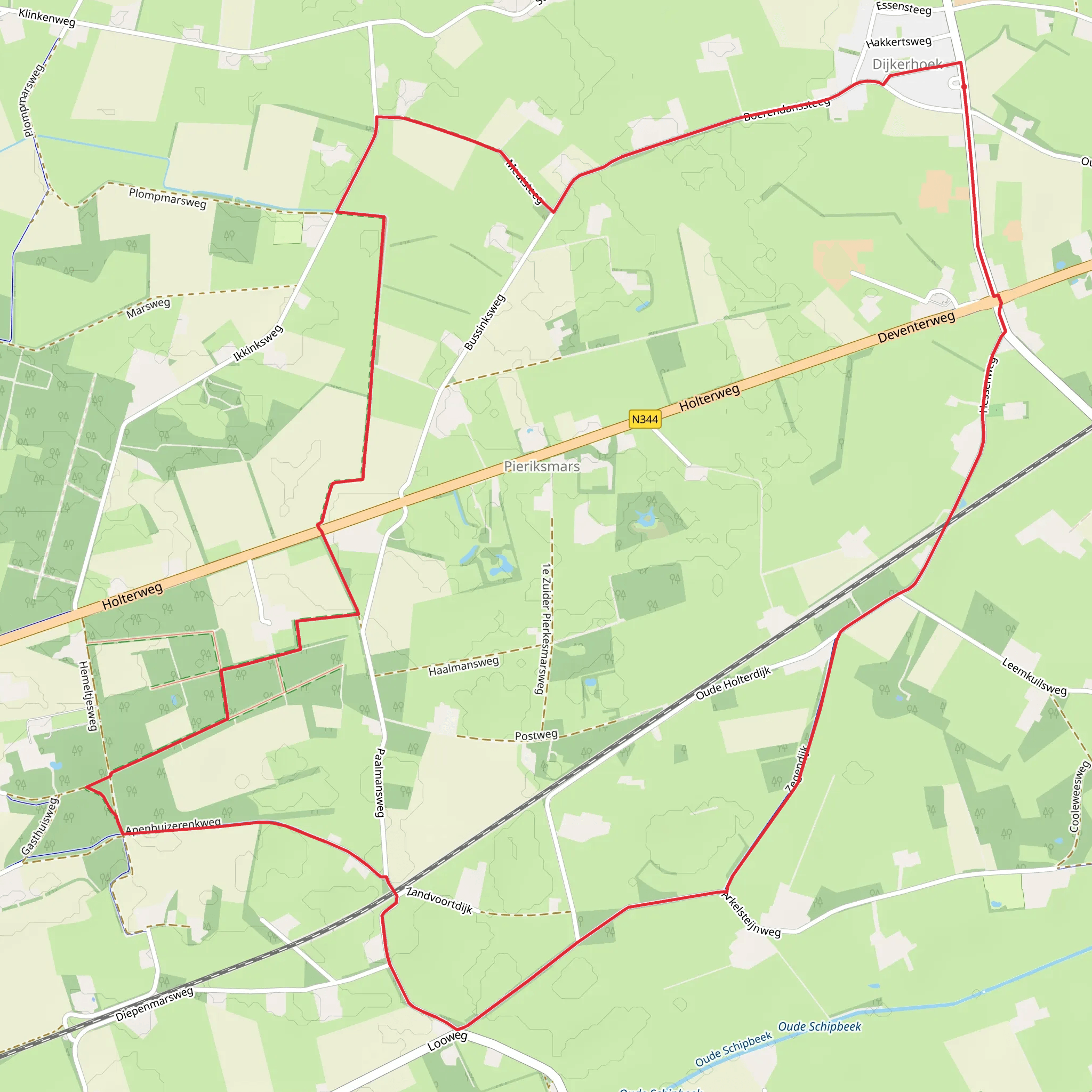 WNW Twente - Dijkerhoek Loop Route mobile static map