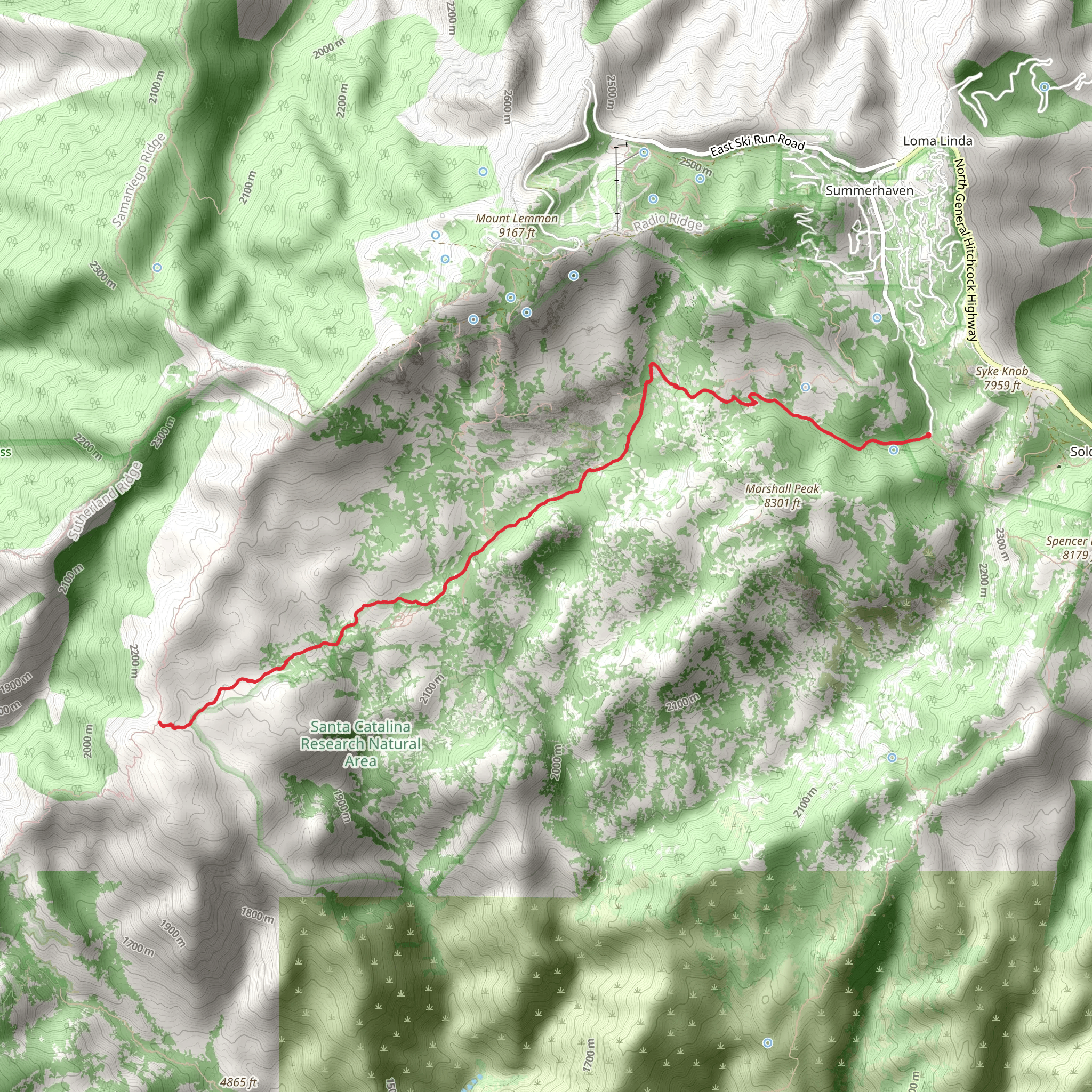 Wilderness of Rocks Trail via Arizona Trail mobile static map