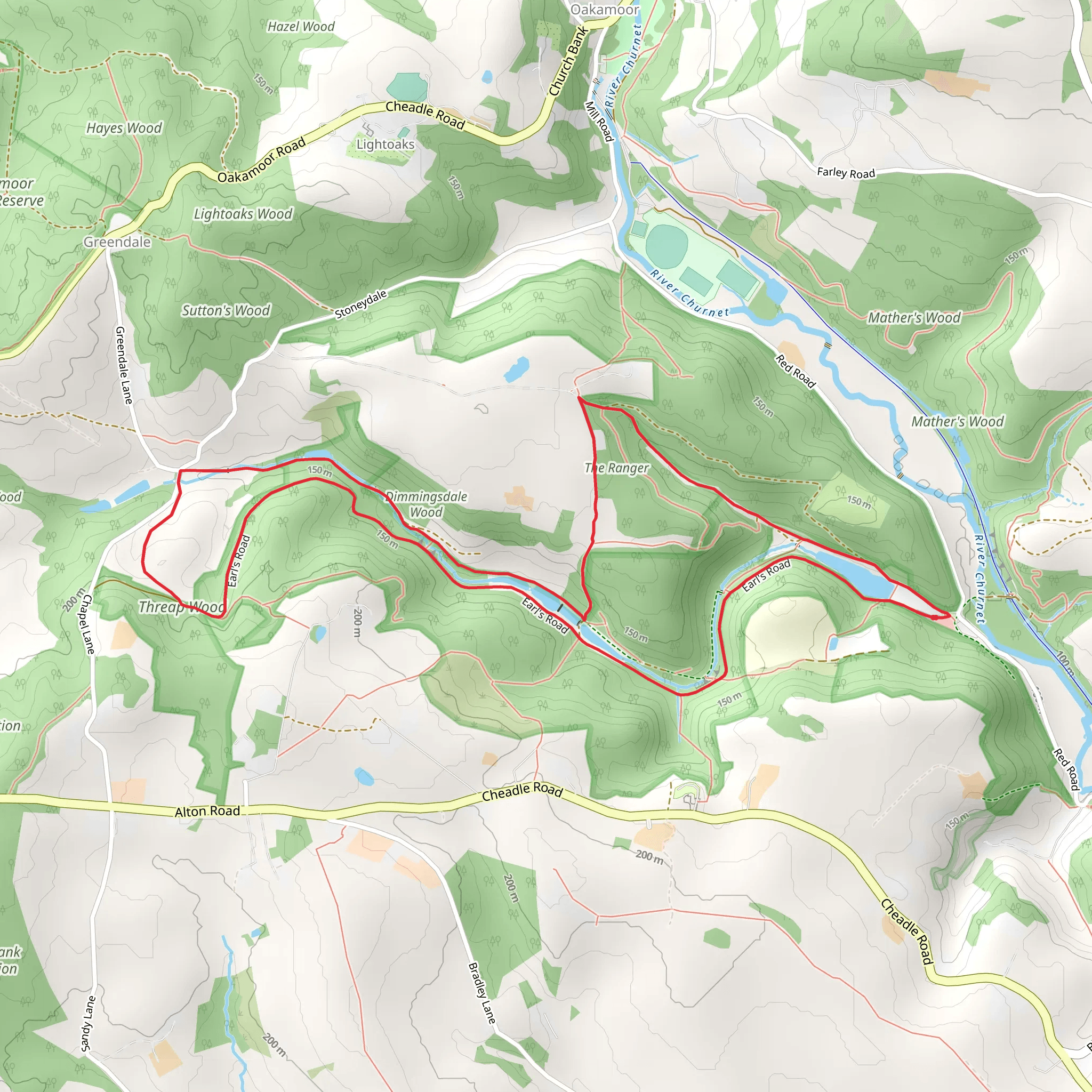 Threap and Dimmingsdale Wood Loop mobile static map