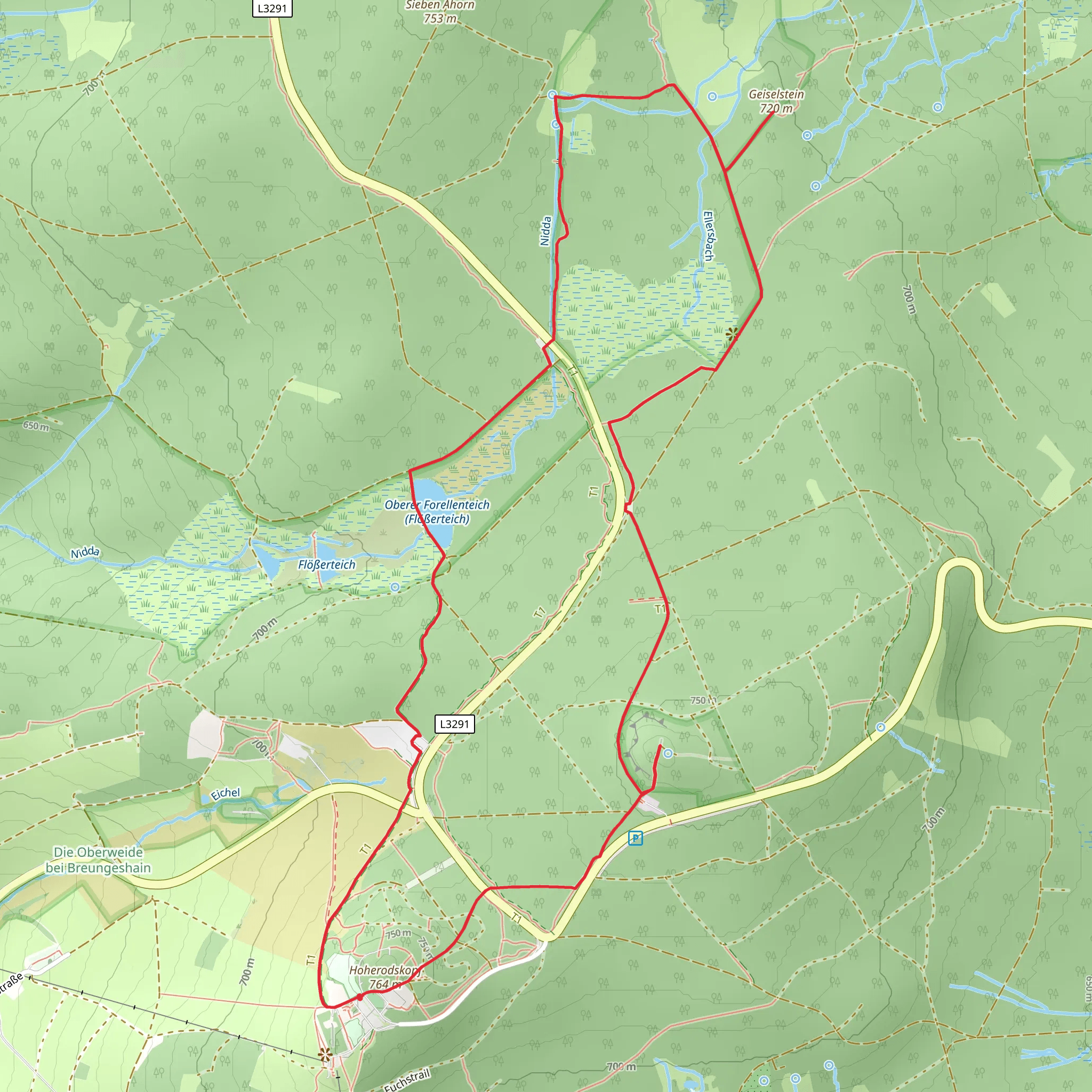 Taufstein, Geiselstein and Oberer Forellenteich - Flößerteich Loop mobile static map