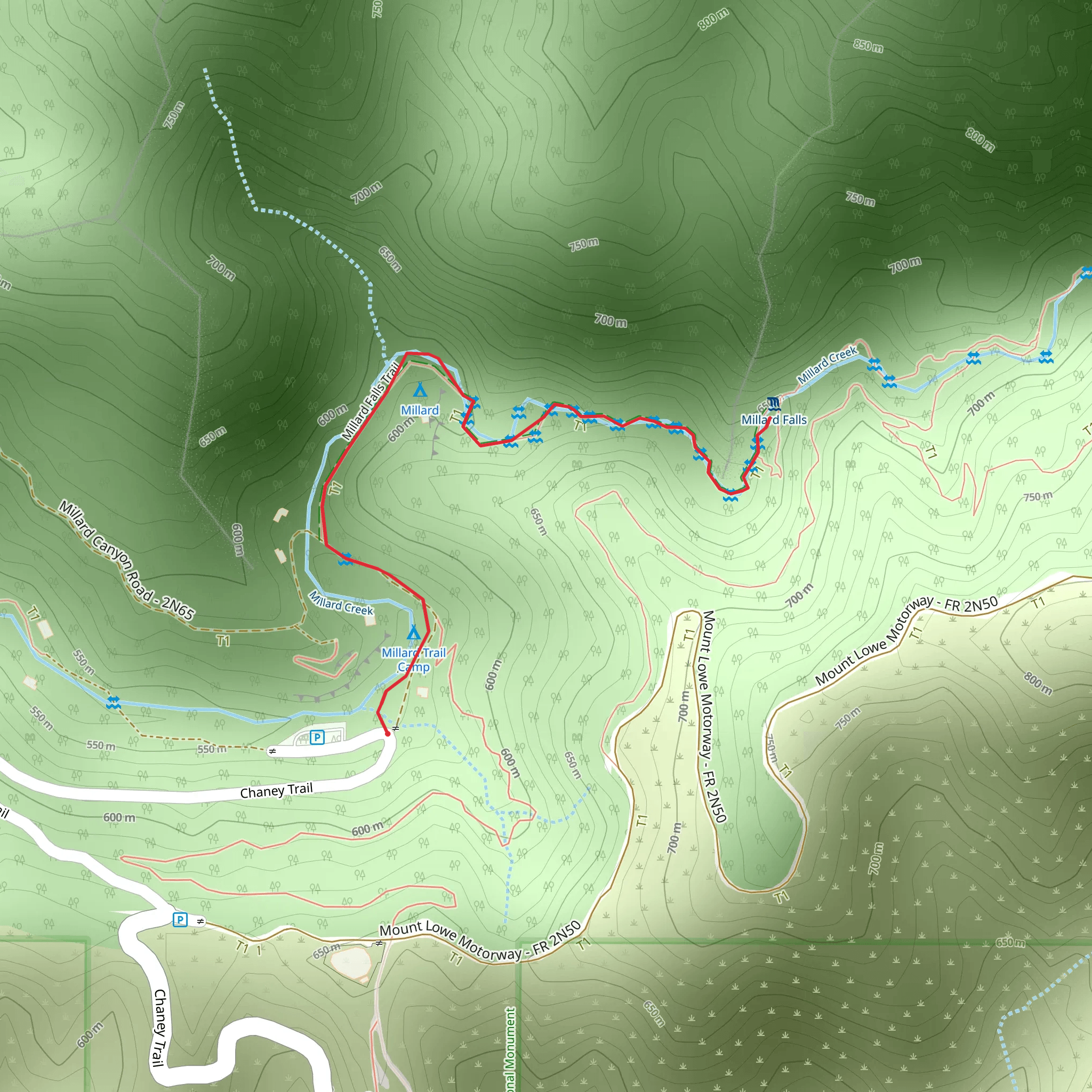 Millard Falls Trail mobile static map