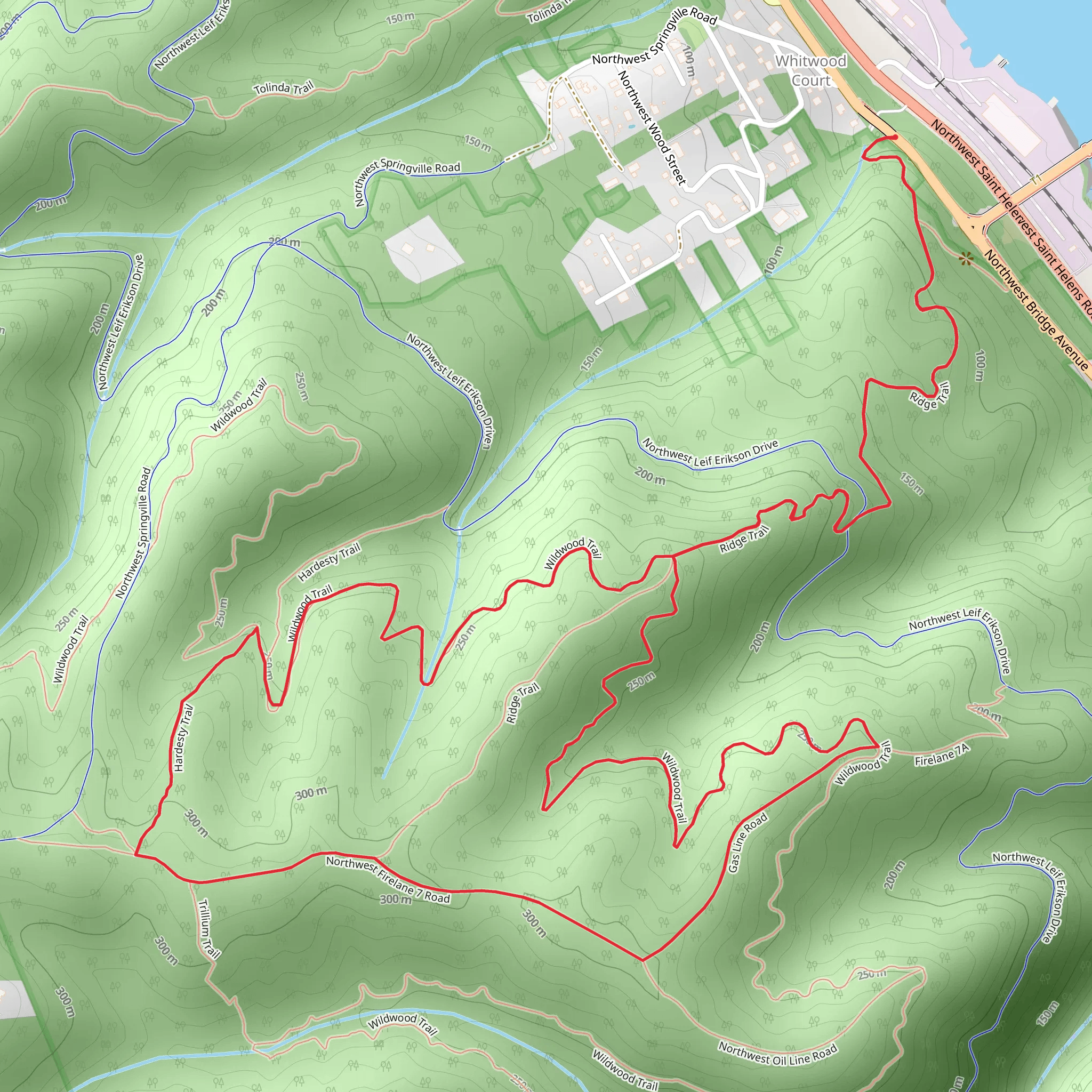 Ridge and Wildwood Loop Trail - Wide mobile static map