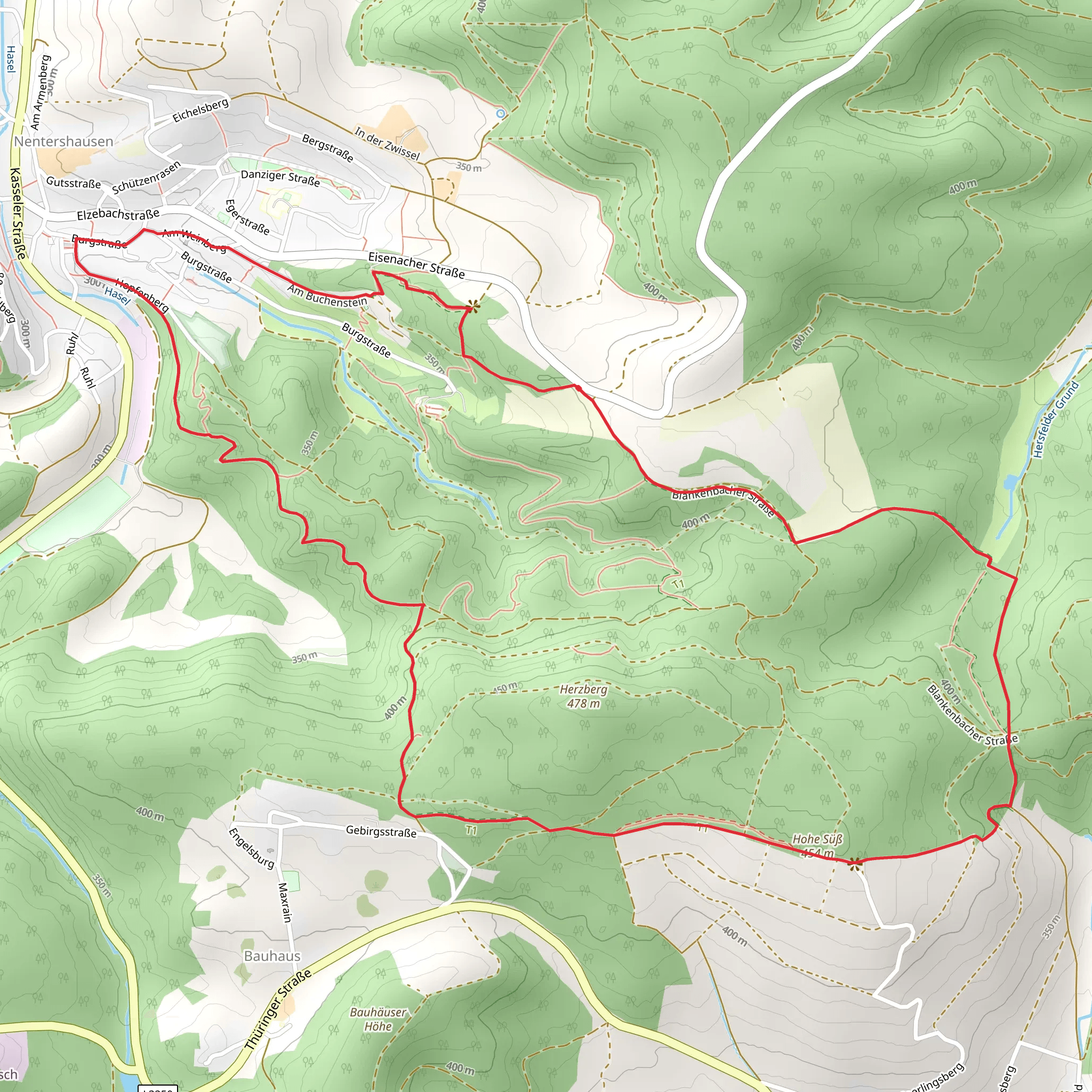 Tannenberg, Hohe Sub and Eichhornpfad Loop mobile static map