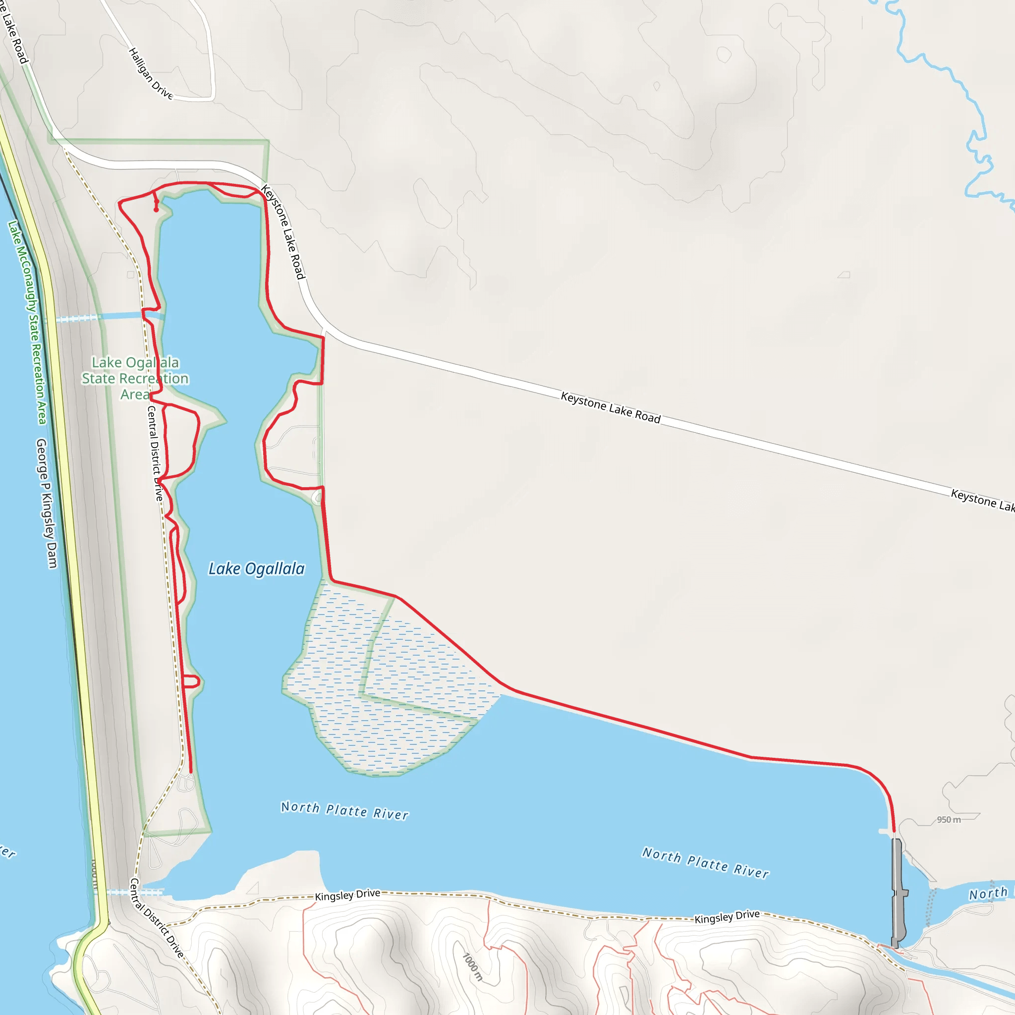 Lake Ogallala Loop mobile static map