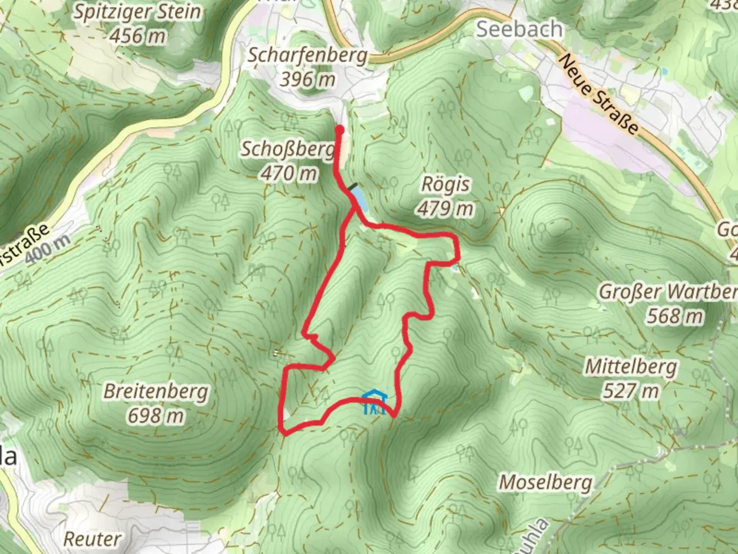 An image depicting the trail Talsperre Thal via Ruhlaer Insel and its surrounding area.