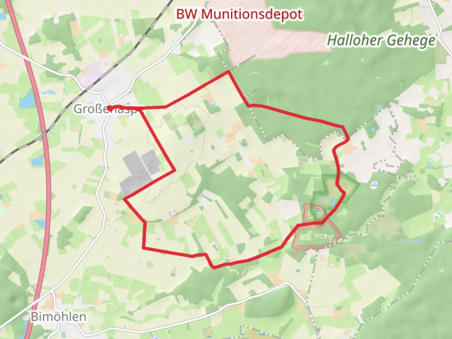 An image depicting the trail Grobenaspe and Halloher Moor Loop and its surrounding area.