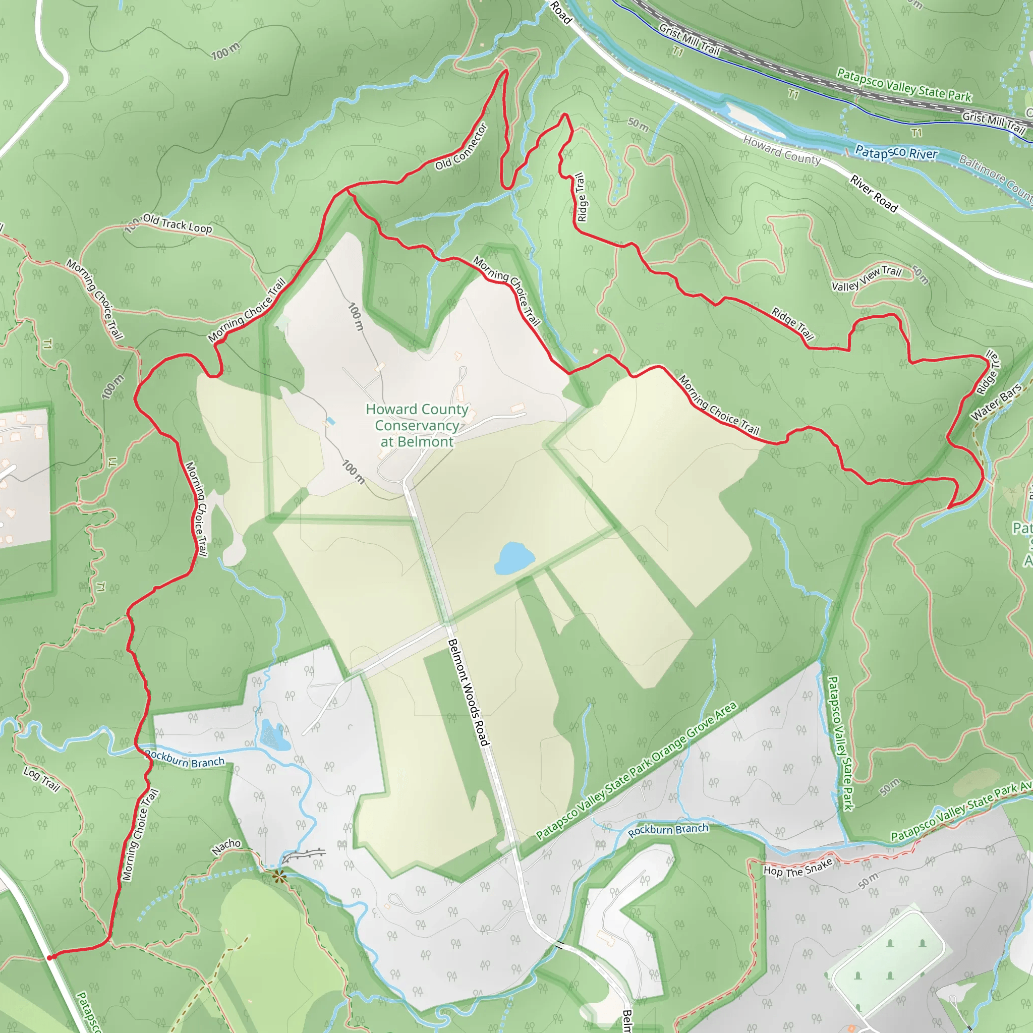 Morning Choice Trail and Ridge Loop Trail mobile static map