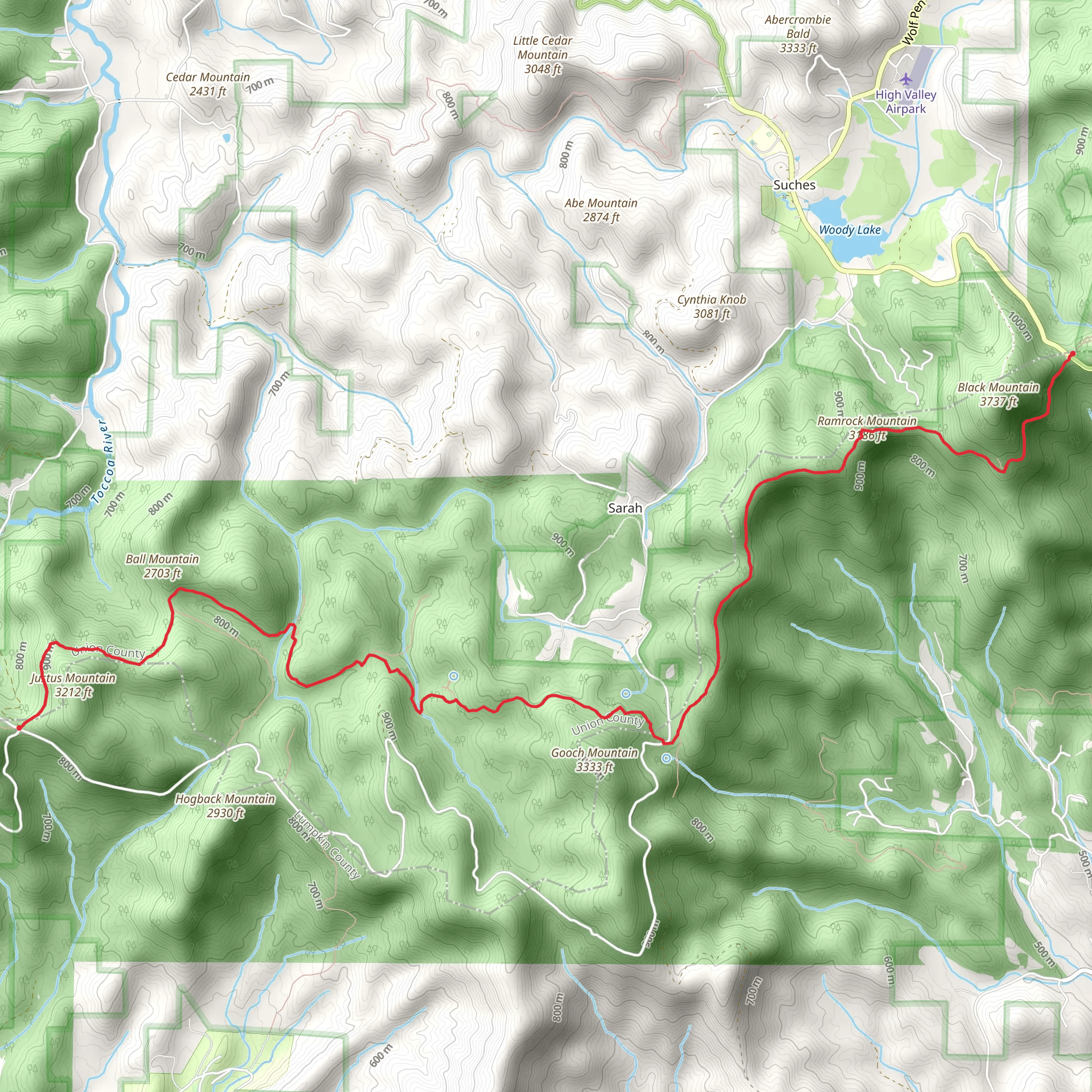 Appalachian Trail from Old Ridge Road to Woody Gap mobile static map