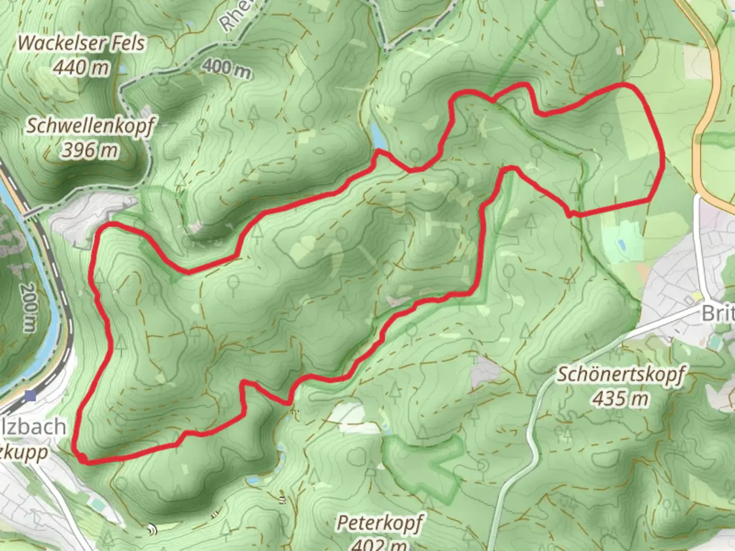An image depicting the trail Krischelwald, Eschenbruch and Hundscheider Weiher Loop and its surrounding area.