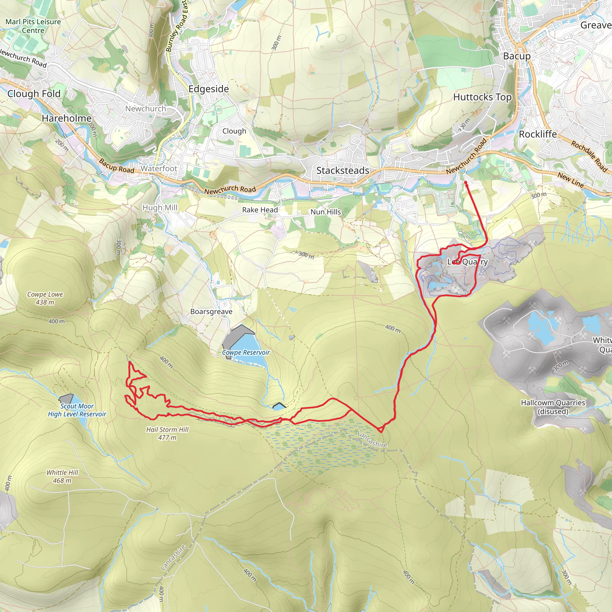 Rossendale Way Commemorative Stone and Cragg Quarry mobile static map