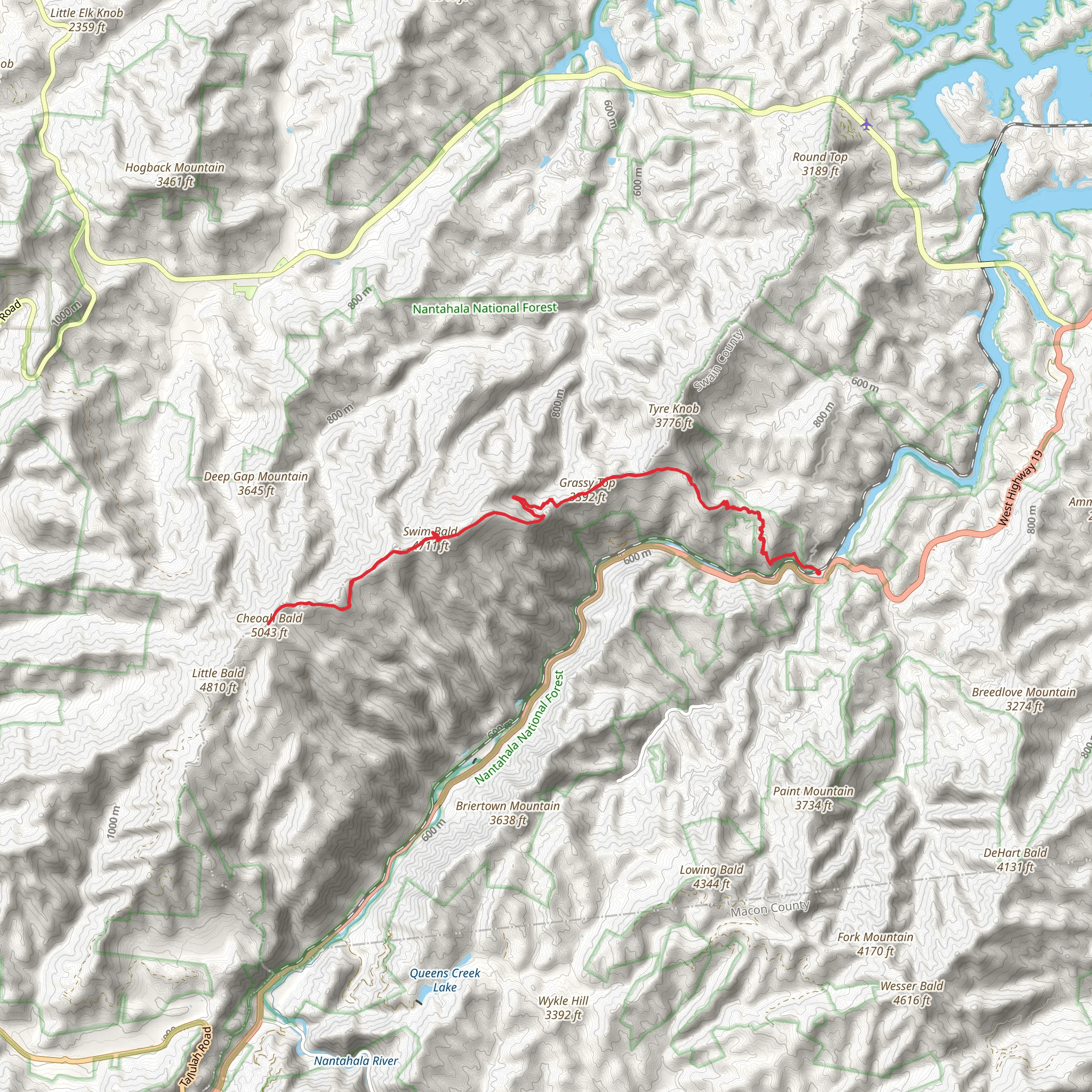 Cheoah Bald and Swim Bald via Appalachian Trail mobile static map