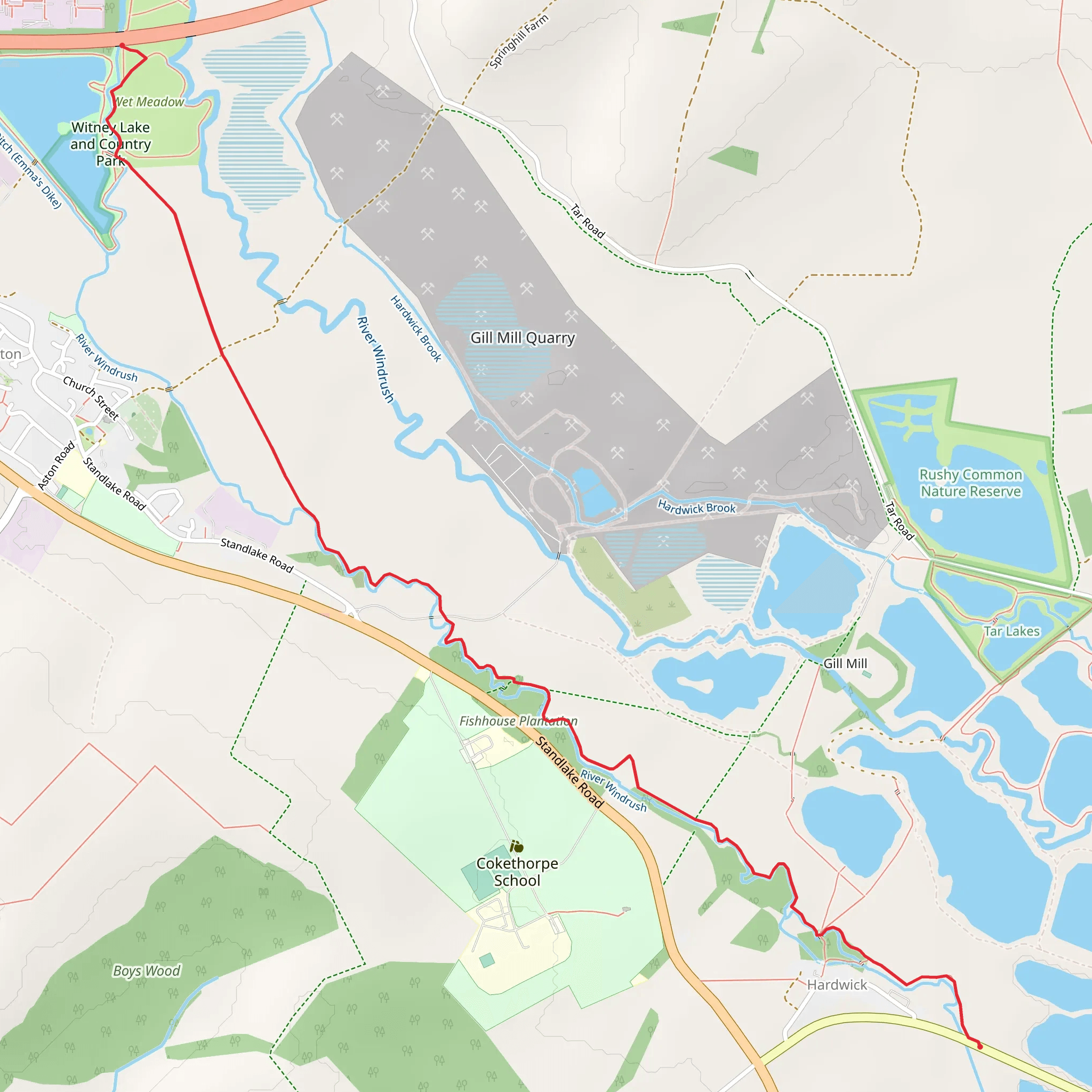 Berryham Plantation and Witney Lake and Country Park Loop mobile static map