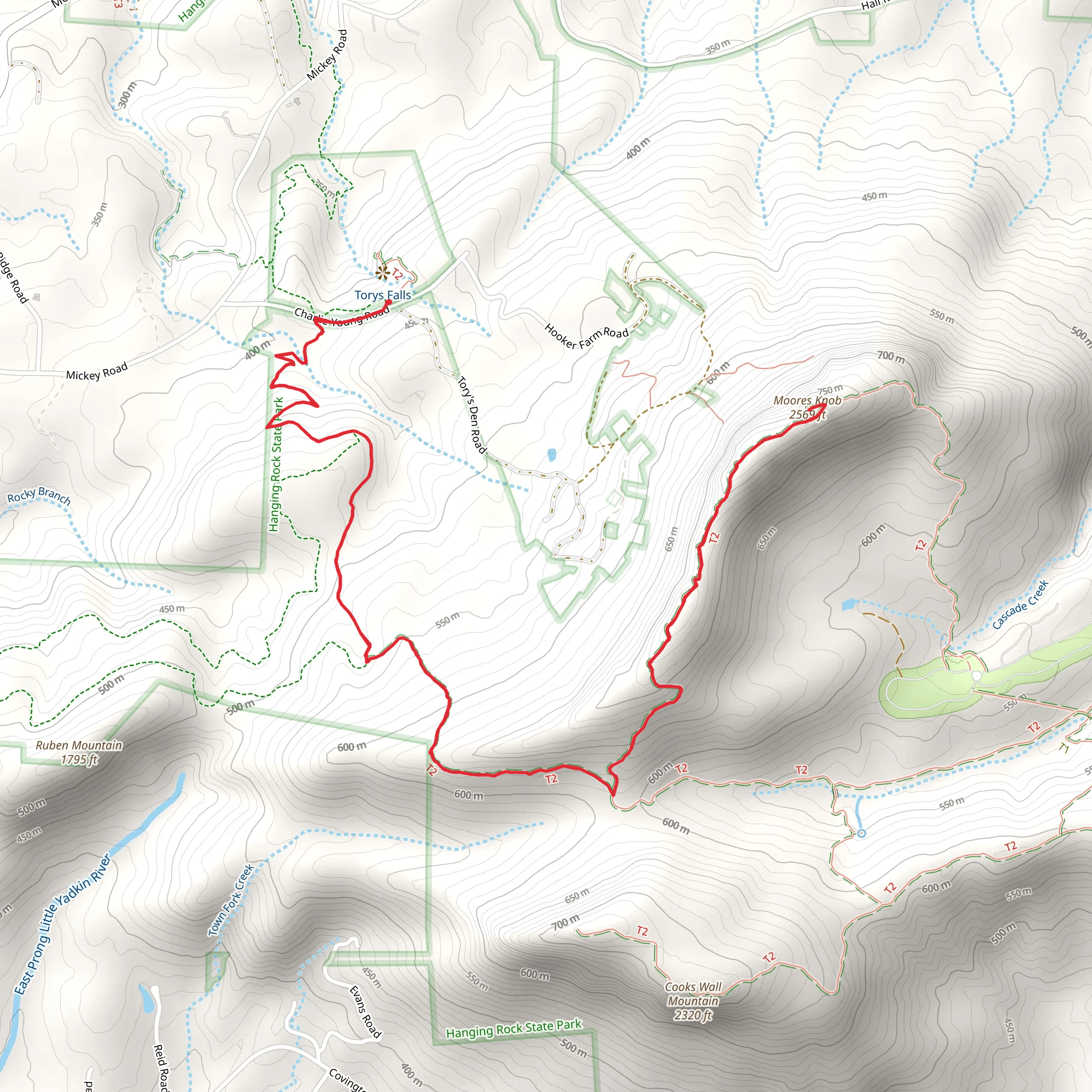 Moores Knob via Moores Wall Loop Trail mobile static map