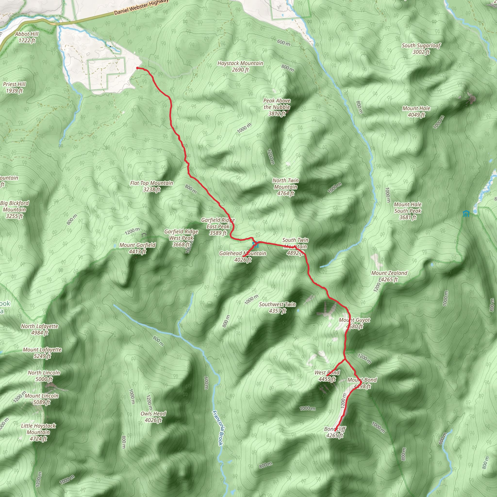 Galehead Mountain, South Twin Mountain via Gale River Trail mobile static map