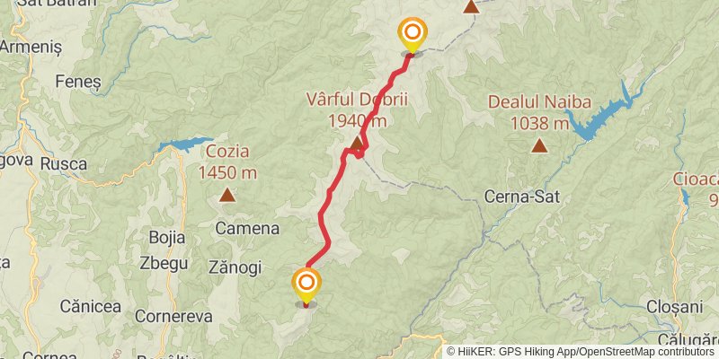 Trans Carpathian Hike stage 119 Map