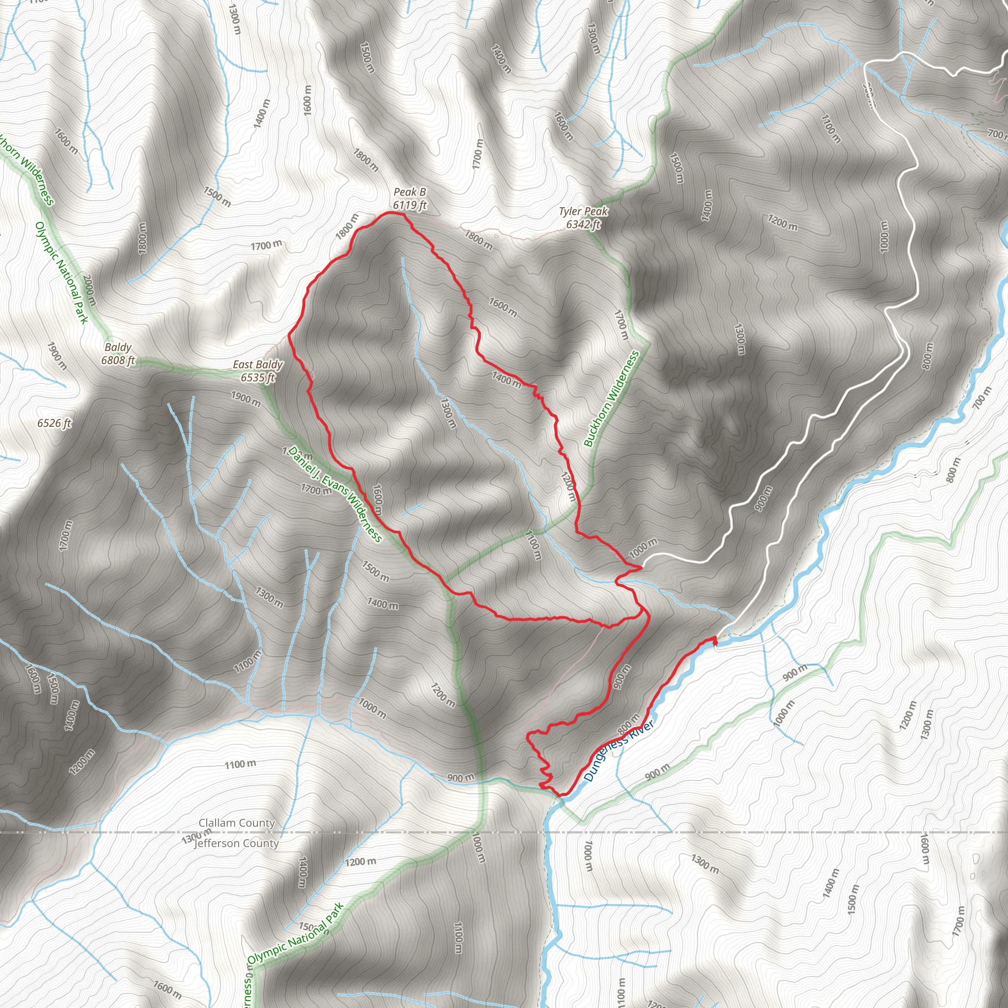 Peak B Loop via Dungeness Trail mobile static map