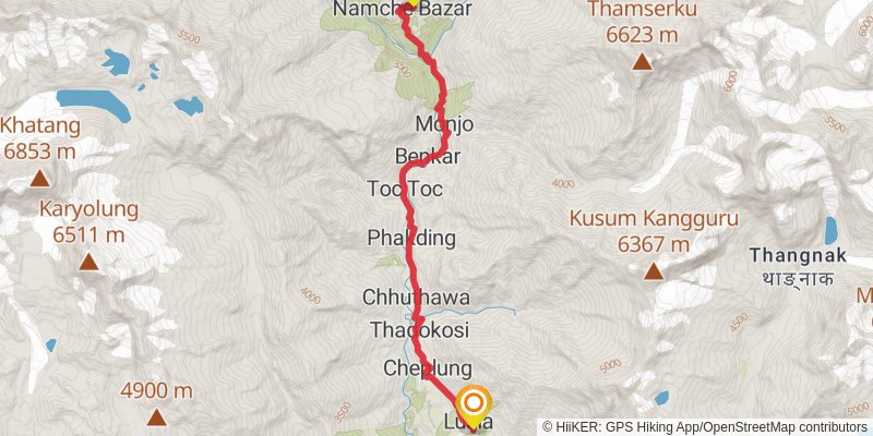 Everest Base Camp 3 Passes Trek stage 10 Map