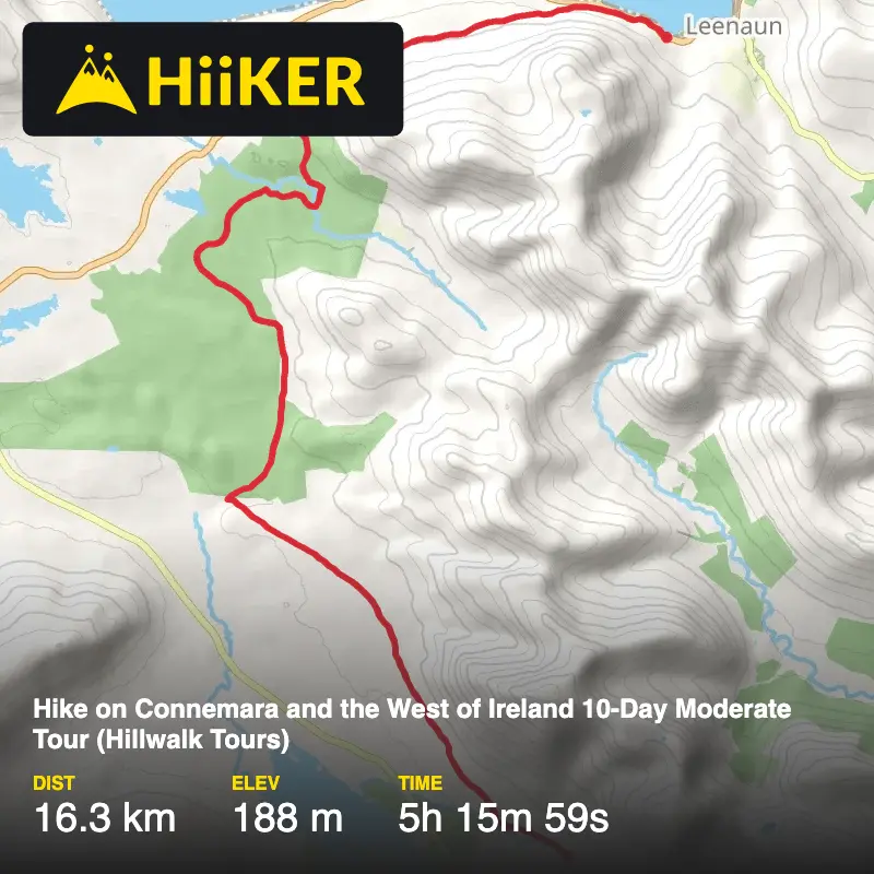 A map preview of the recording Hike on Connemara and the West of Ireland 10-Day Moderate Tour (Hillwalk Tours).