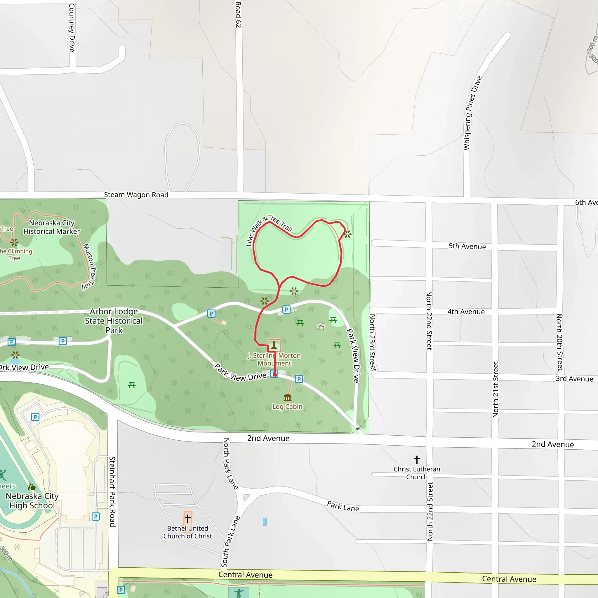 Lilac Walk and Tree Loop Trail mobile static map