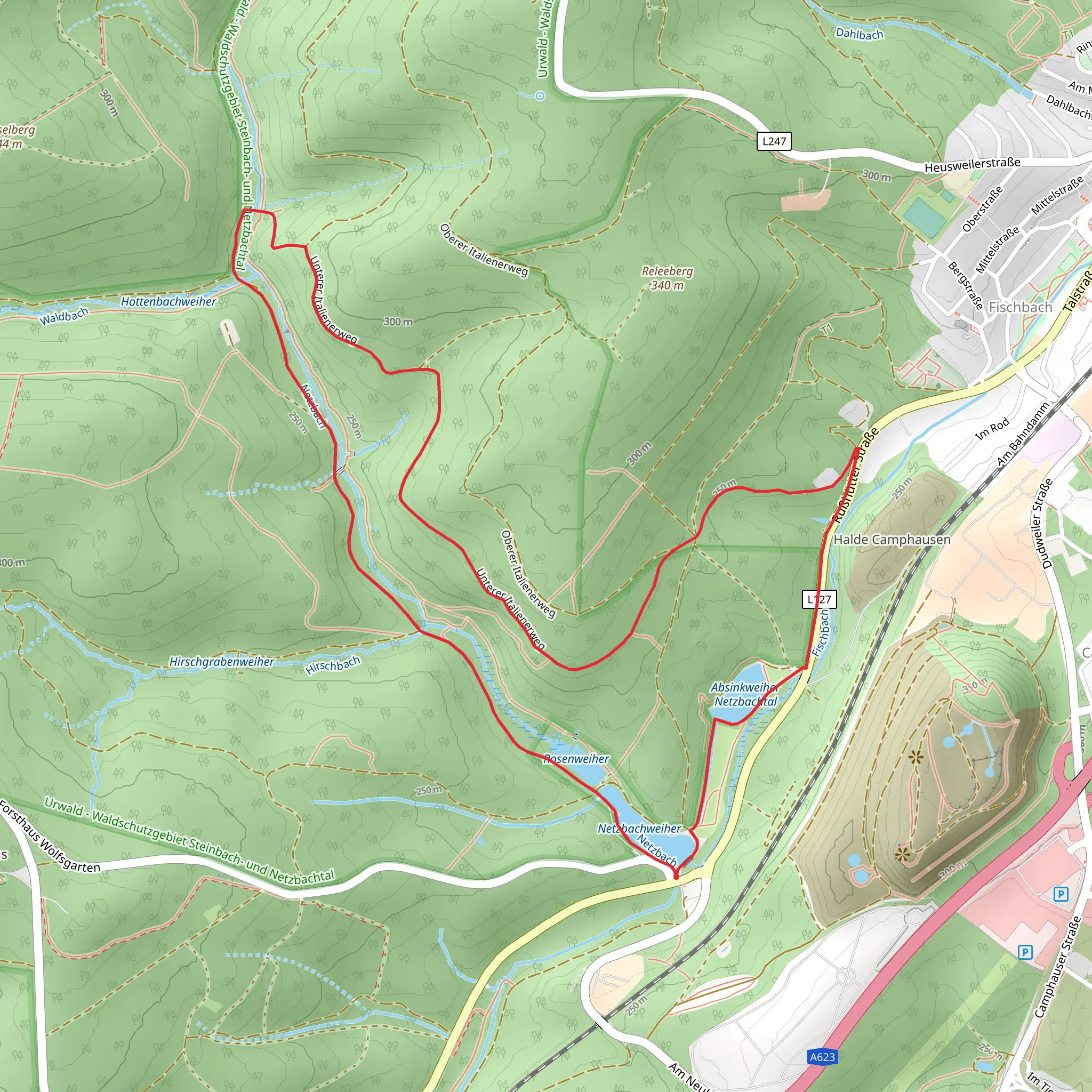 Netzbachweiher and Absinkweiher Netzbachtal Loop via Jakobsweg mobile static map