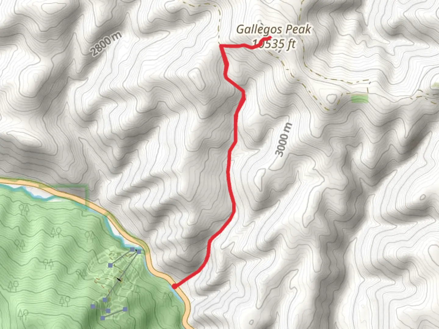An image depicting the trail Gallegos Peak and its surrounding area.