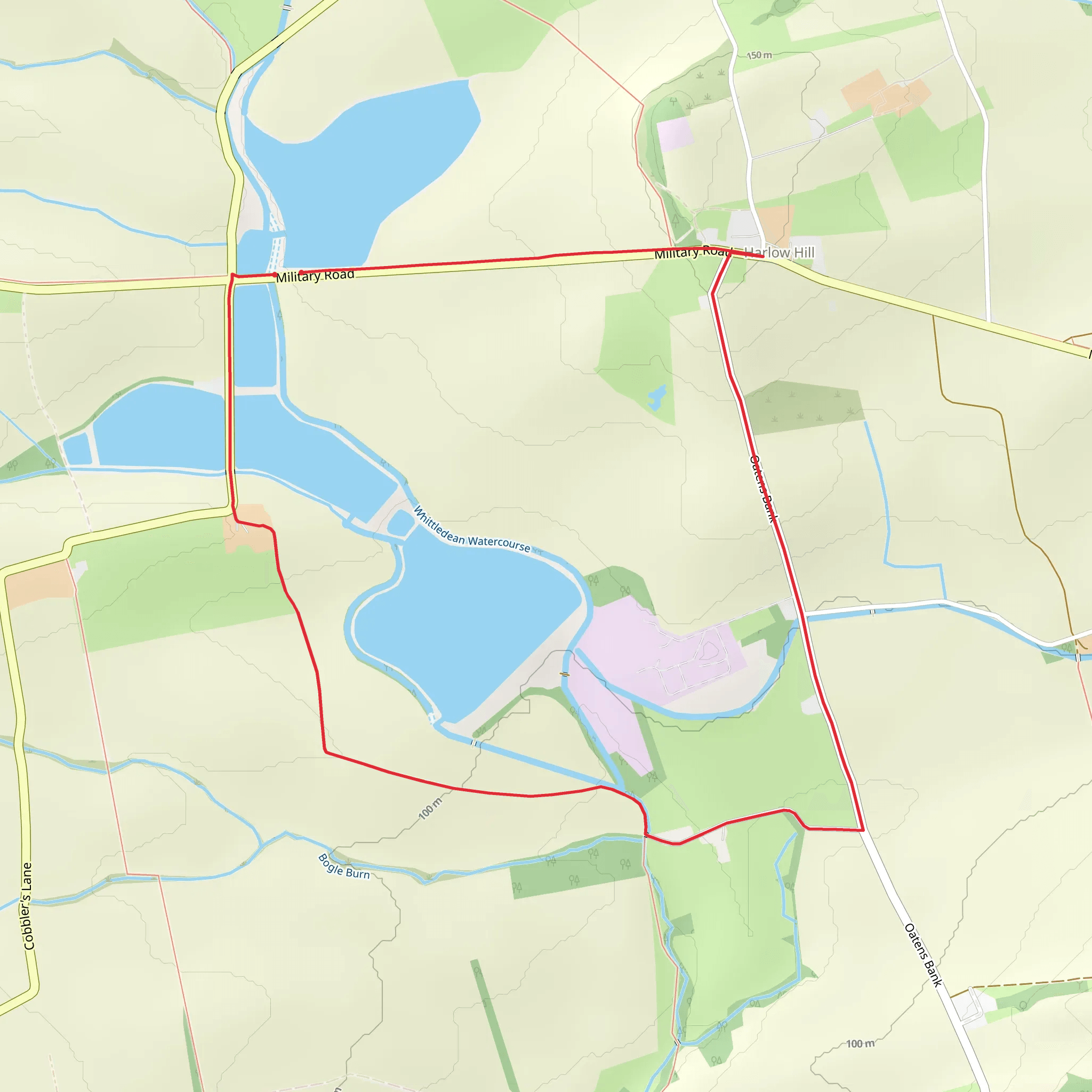 Whittle Dene Reservoir Loop mobile static map