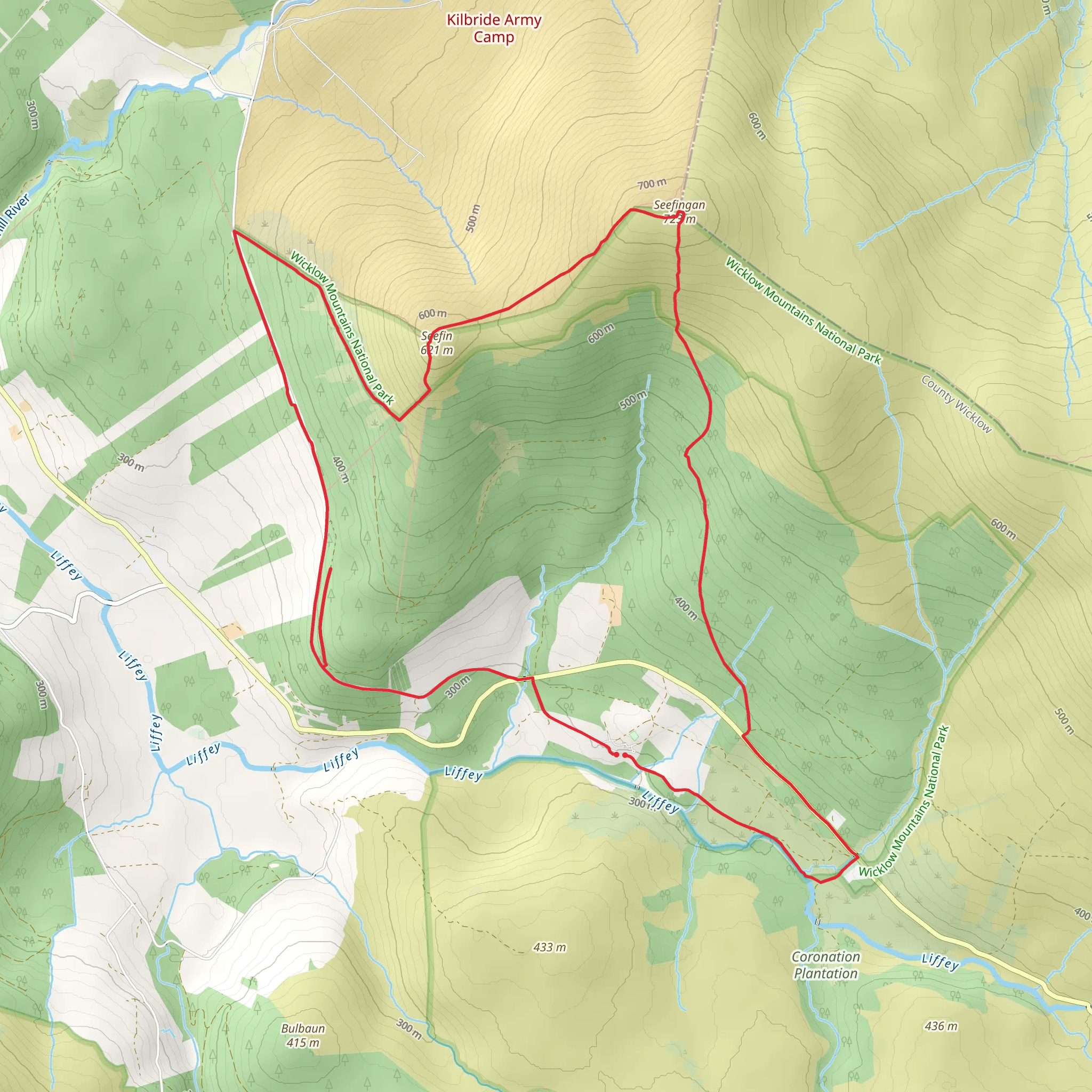 Kippure to Seefin Mountain mobile static map