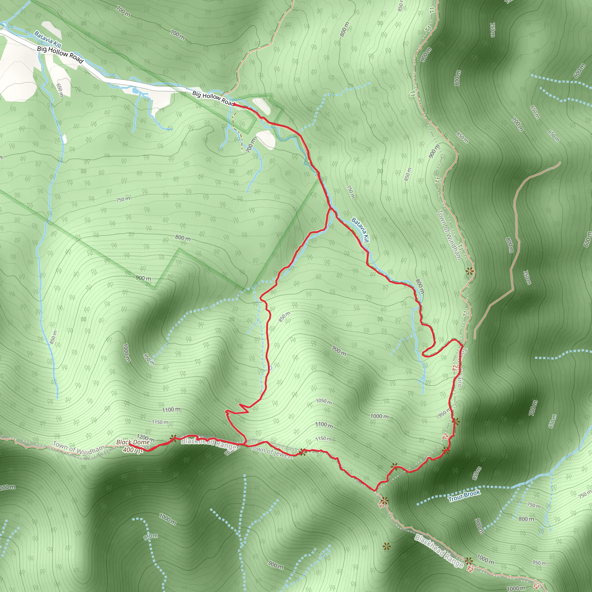Black Dome and Batavia Kill Loop Trail mobile static map